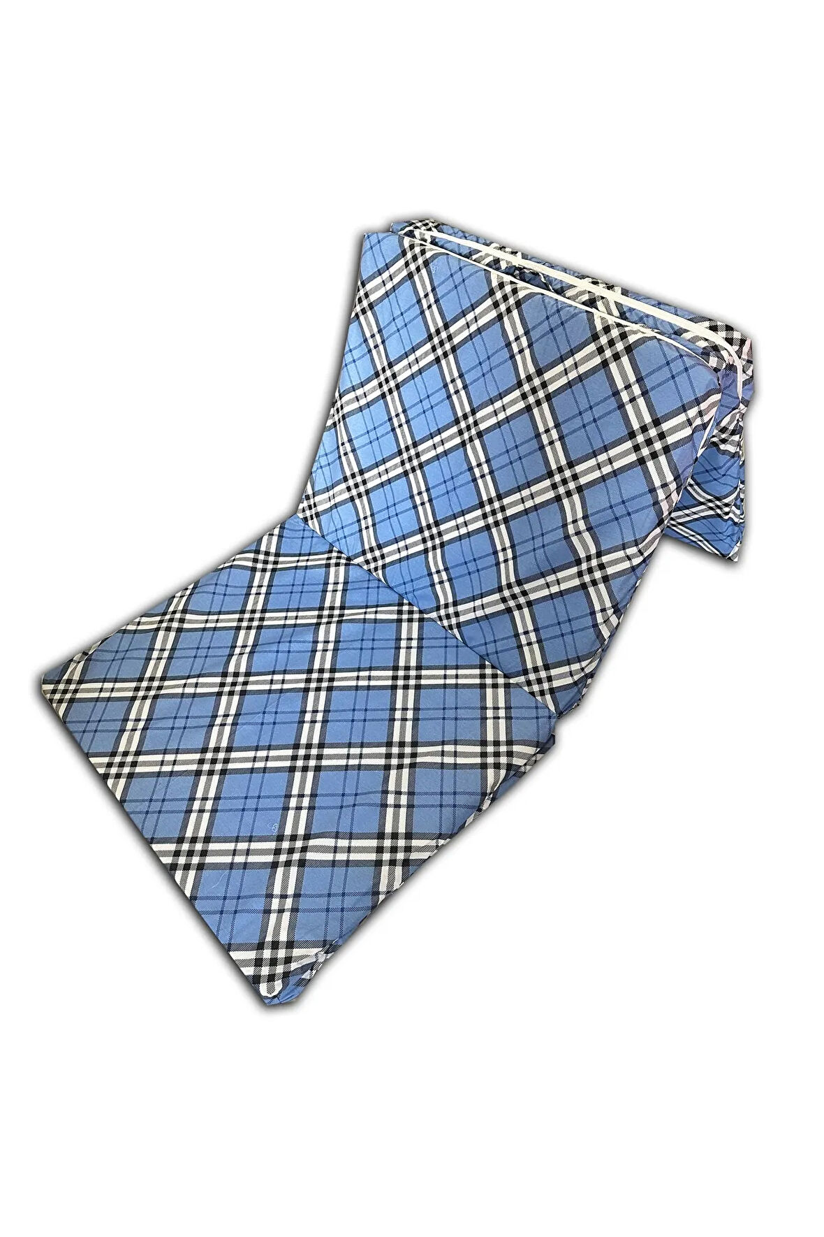 Katlanır Yer Yatağı Ve Tek Kişilik Sünger Katlanır Minder Yatak 70x180 Cm 6 Cm-mavi Ekose