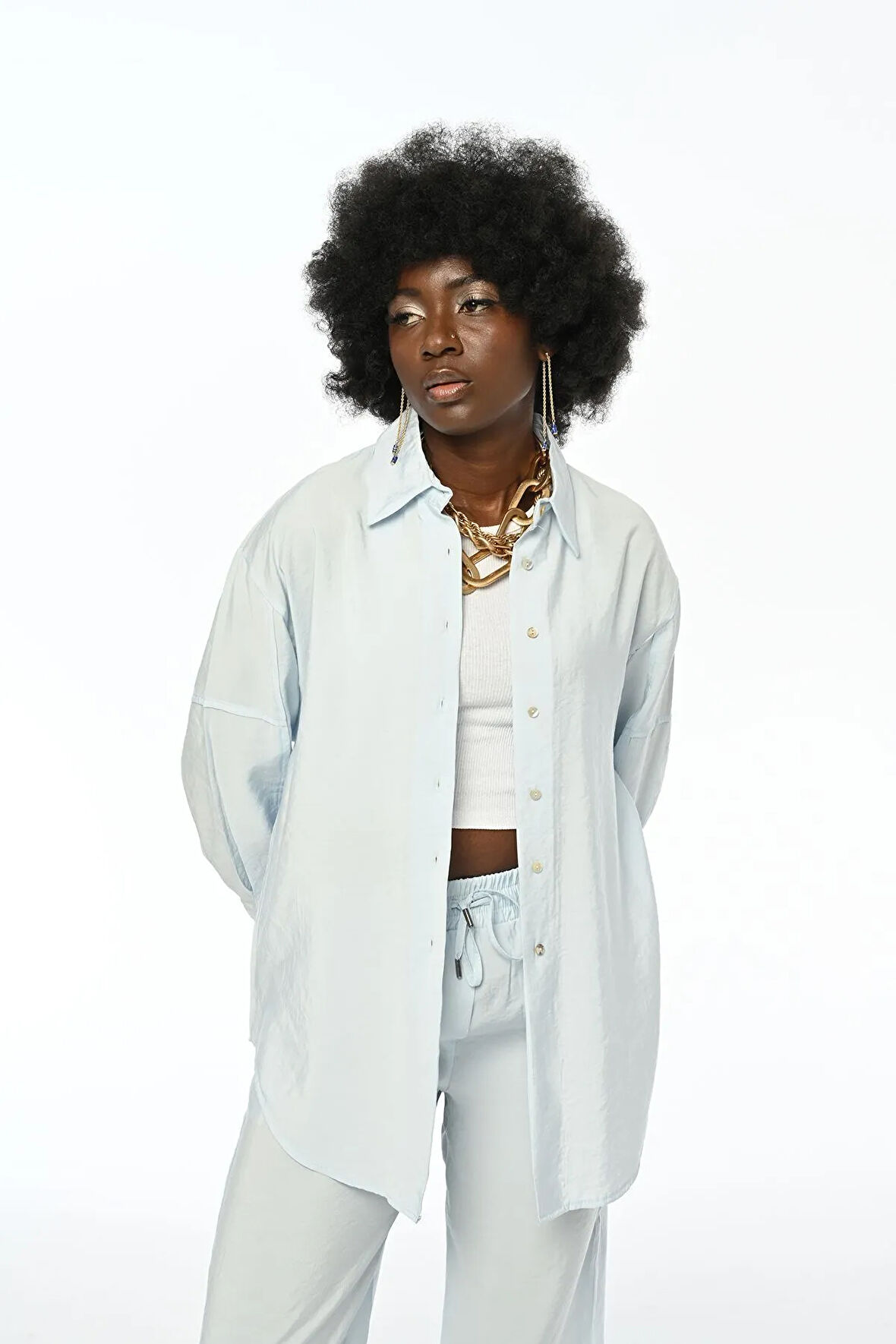 KADIN RAHAT KALIP DÜZ RENK GÖMLEK