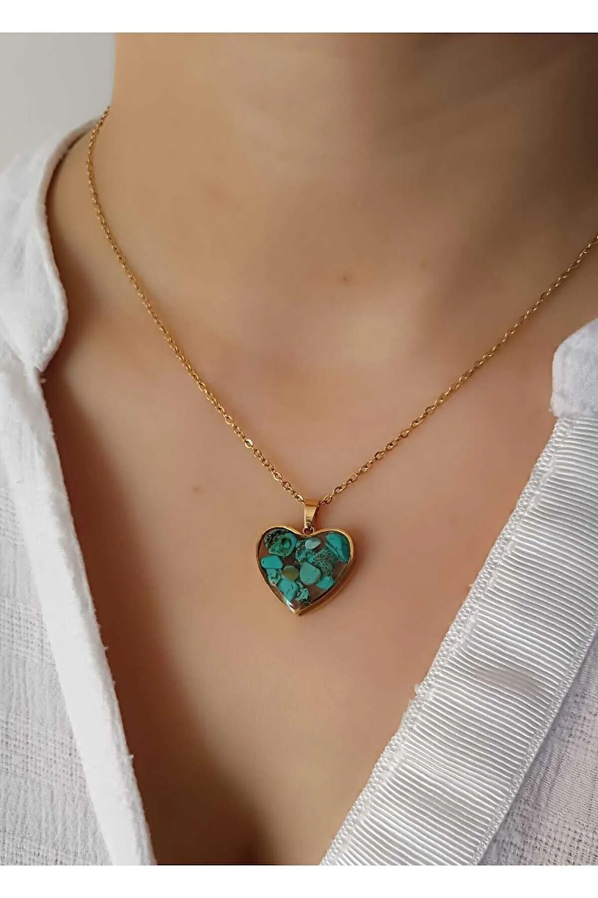 1.Sınıf Çelik Kararma Yapmaz Çok Şık Mars Taşlı Kolye