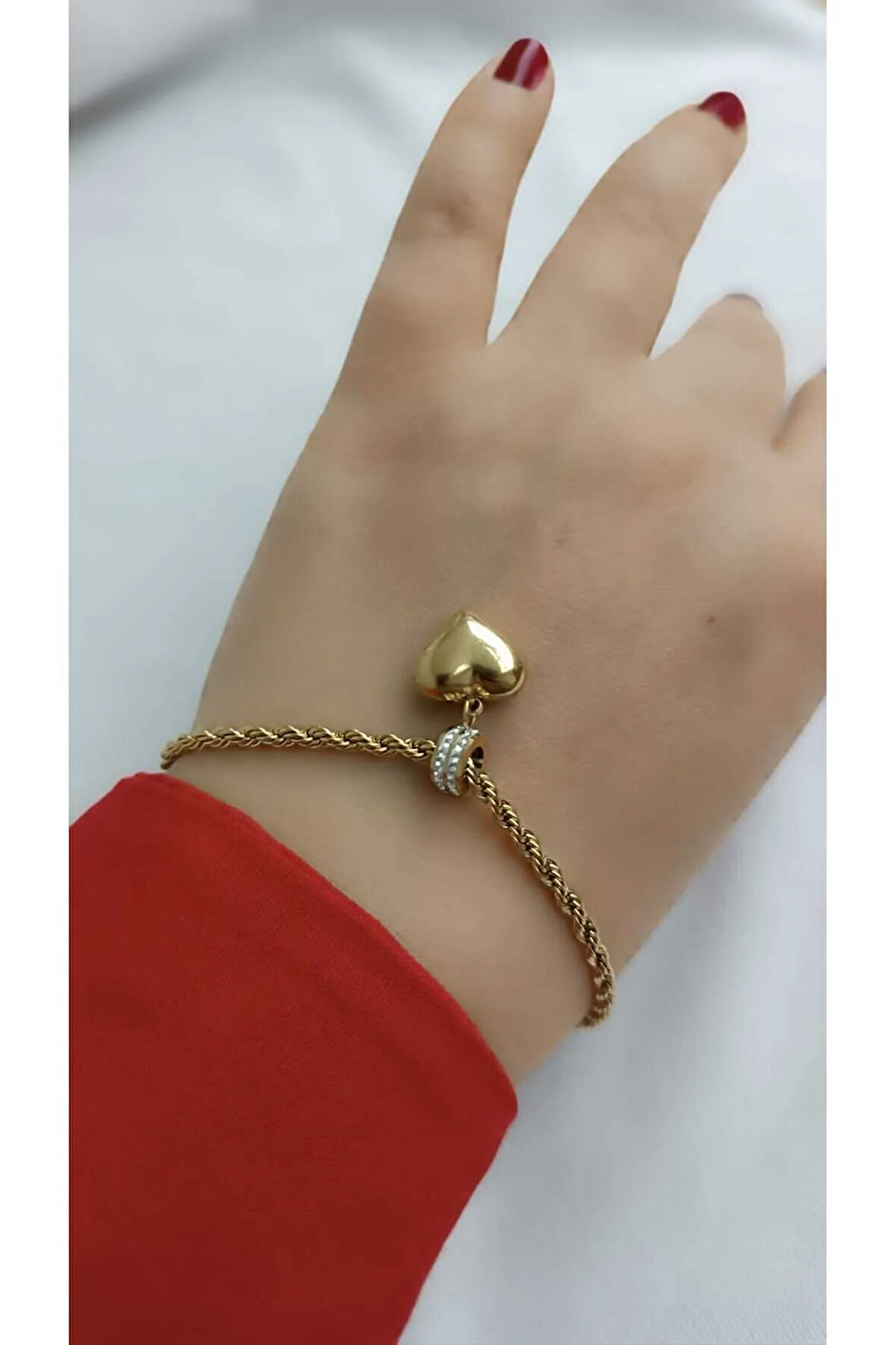 1.Sınıf Çelik  Kararma Yapmaz  Kalp Figürlü Bileklik