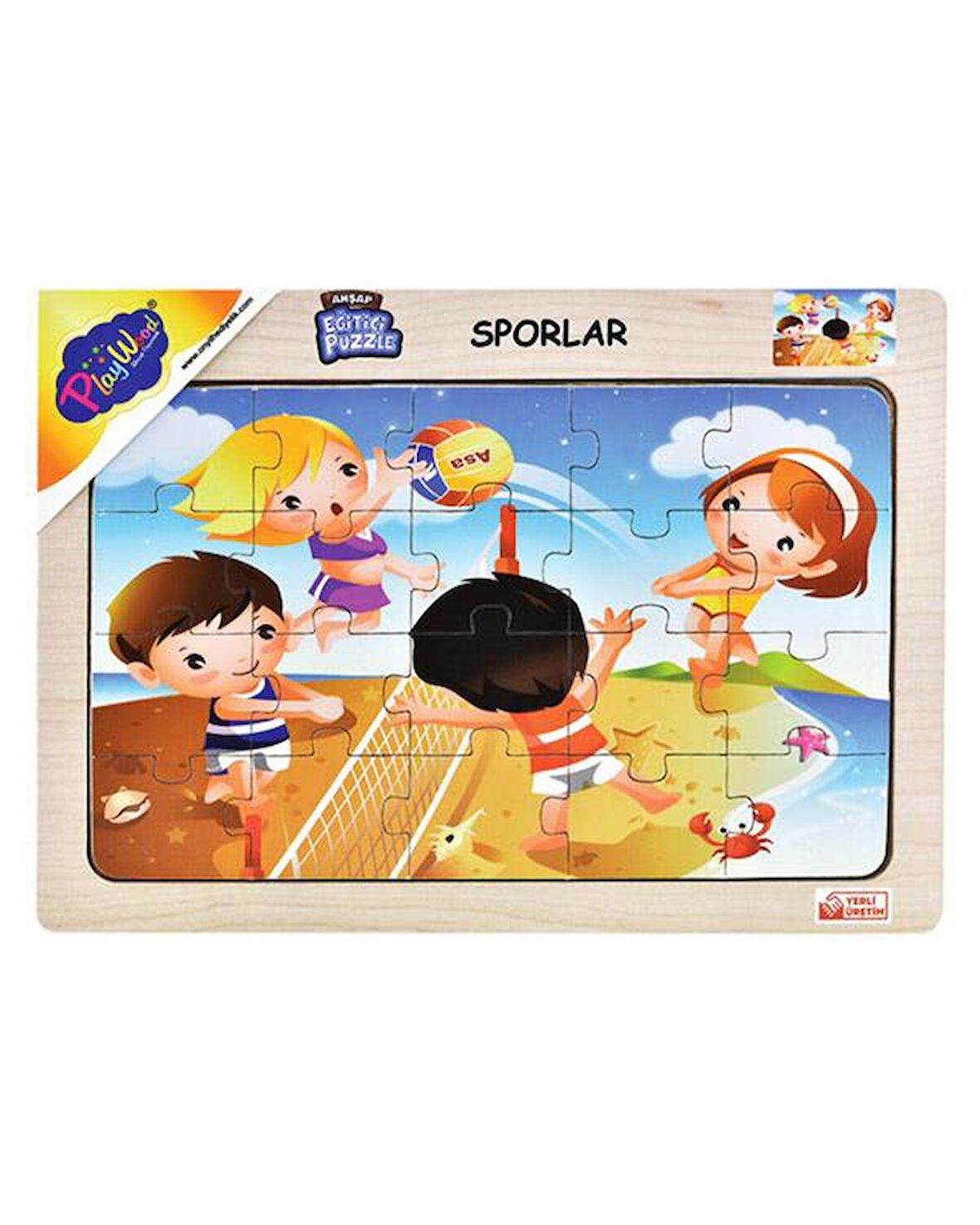 Play Wood ONY88 3+ Yaş Büyük Boy Puzzle 20 Parça