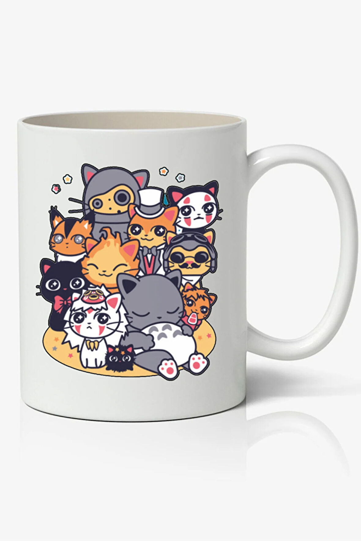 Spirited Away Cats Totoro Hayao Miyazaki Kediler Temalı Beyaz Kupa Bardak Arkadaşa Sevgiliye Hediye