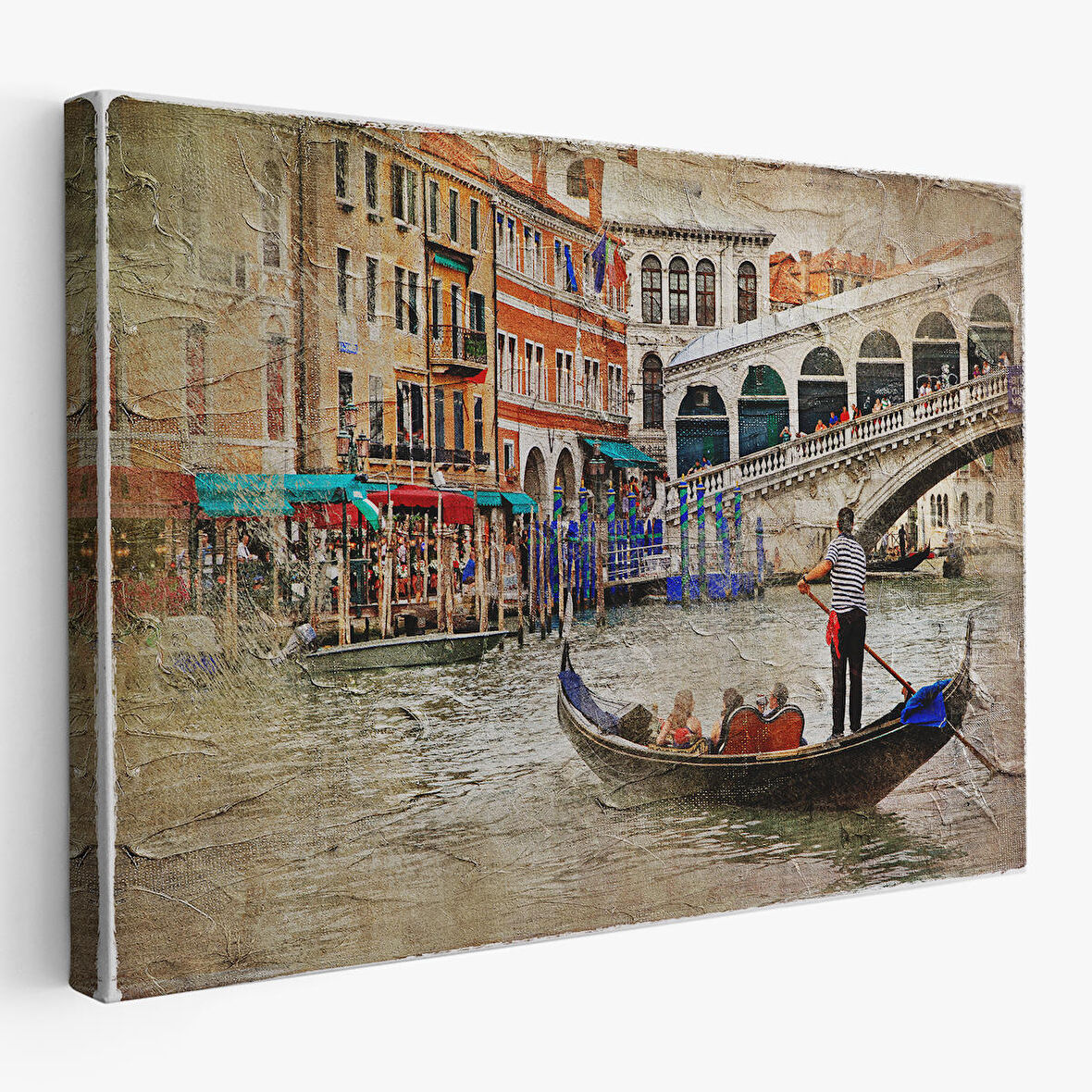 Venedik Kanalları Yağlıboya Çalışması Dekoratif Tablo-3427