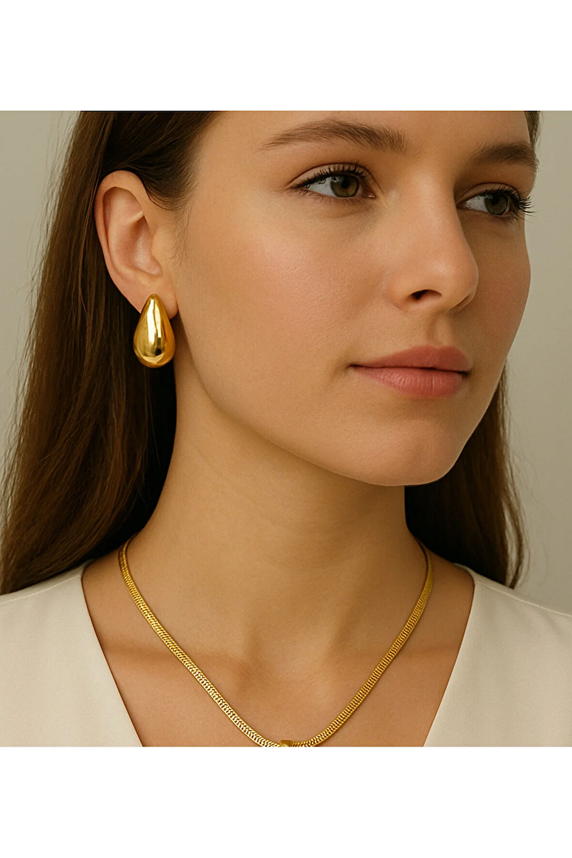 1.Sınıf Çelik  Kararma Yapmaz Göz Yaşı Damlası Küpe(Kolye Fiyata Dahil Değildir.)