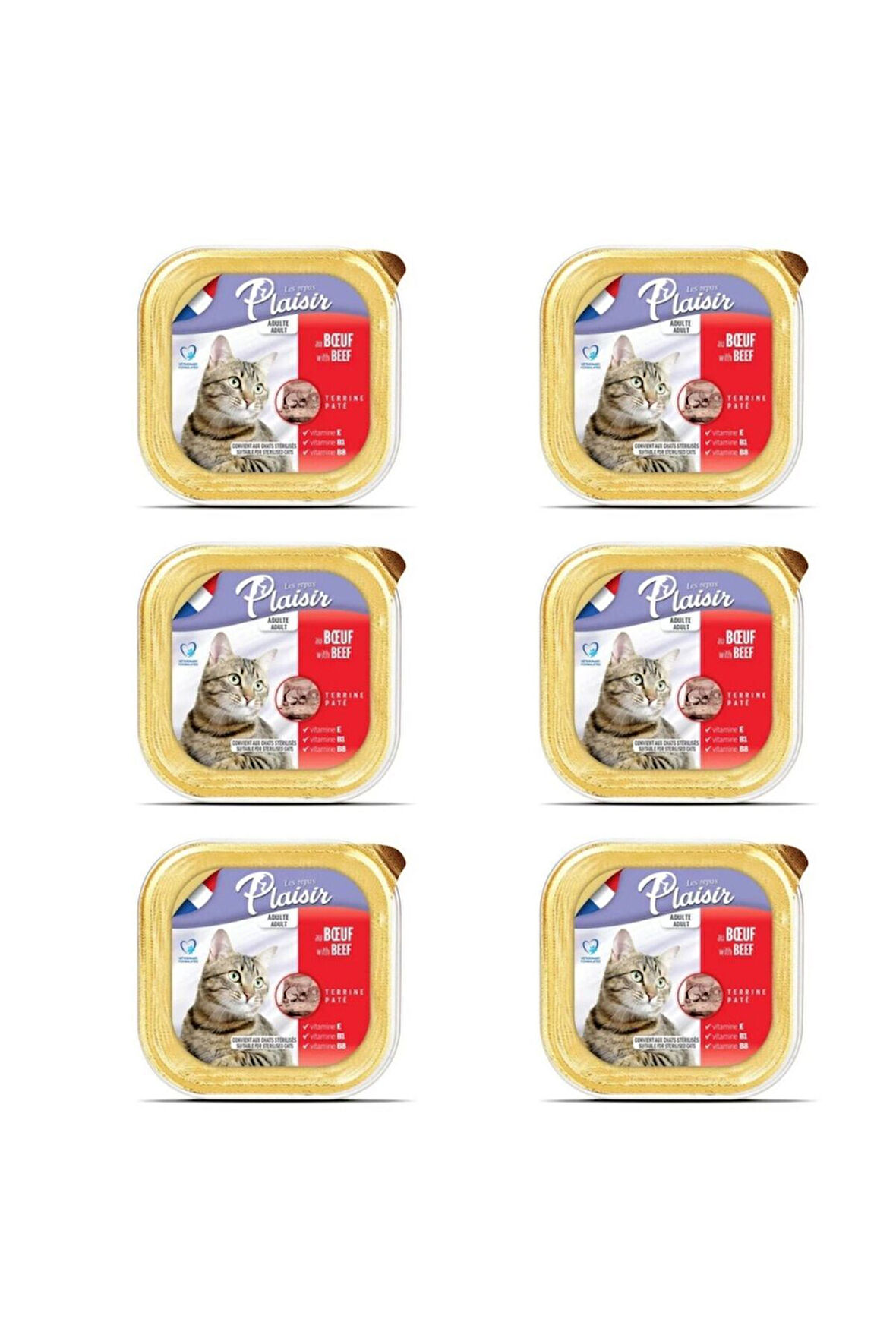 Biftek (Sığır) Etli Pate Kısırlaştırılmış ve Yetişkin Kedi Yaş Maması 100 Gr X 6 Adet