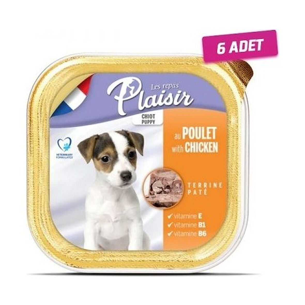 6 Adet - Plaisir Tahılsız Puppy Tavuklu Ezme Yavru Köpek Konservesi 150 gr