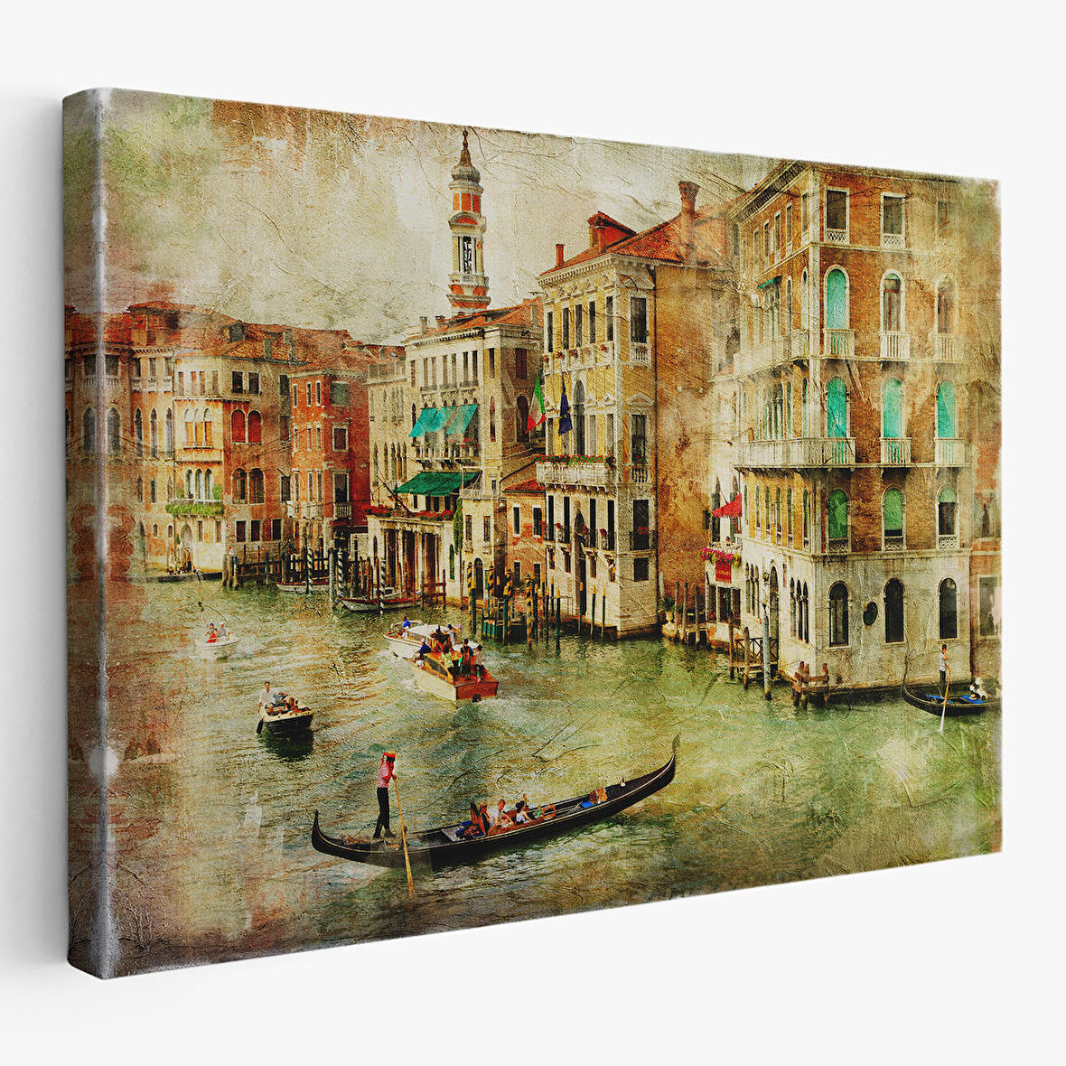 Venedik Kanalları Yağlıboya Çalışması Dekoratif Kanvas Duvar Tablosu-3428