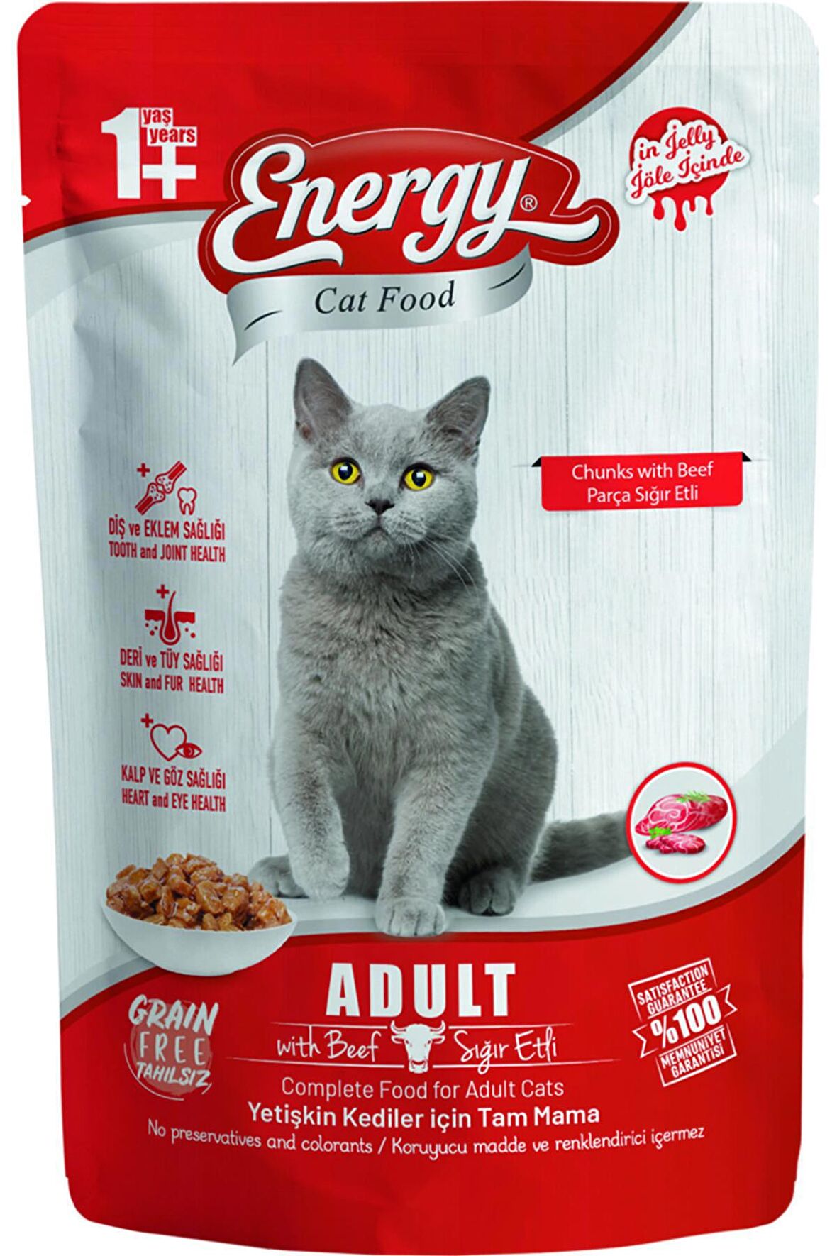 Energy Sığır Etli Yetişkin Islak Kedi Maması 85 Gram-24 Adet