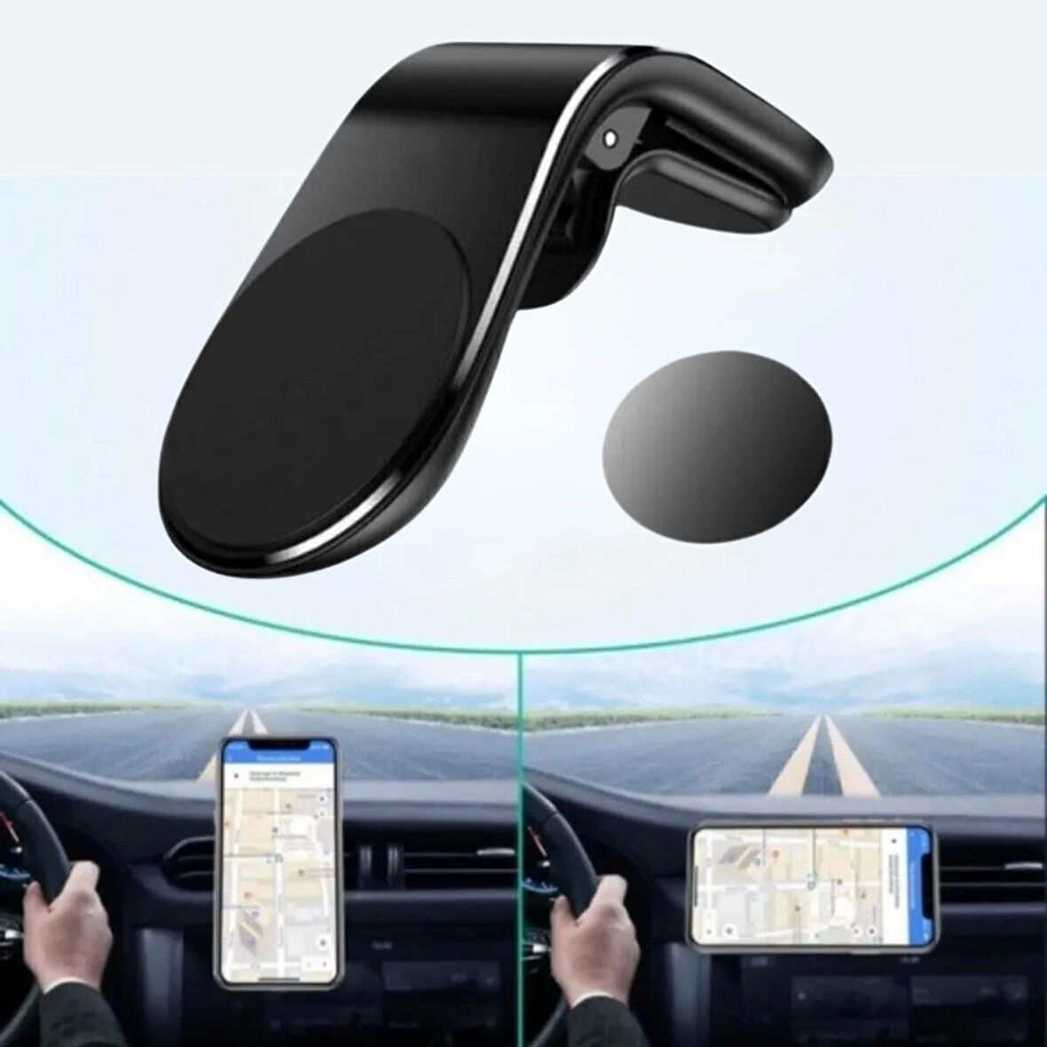 ® Havalanndırma Izgarasına Takılabilen Mandallı Mıknatıslı Oto Araç Içi Manyetik Telefon Tutucu ( Lisinya )