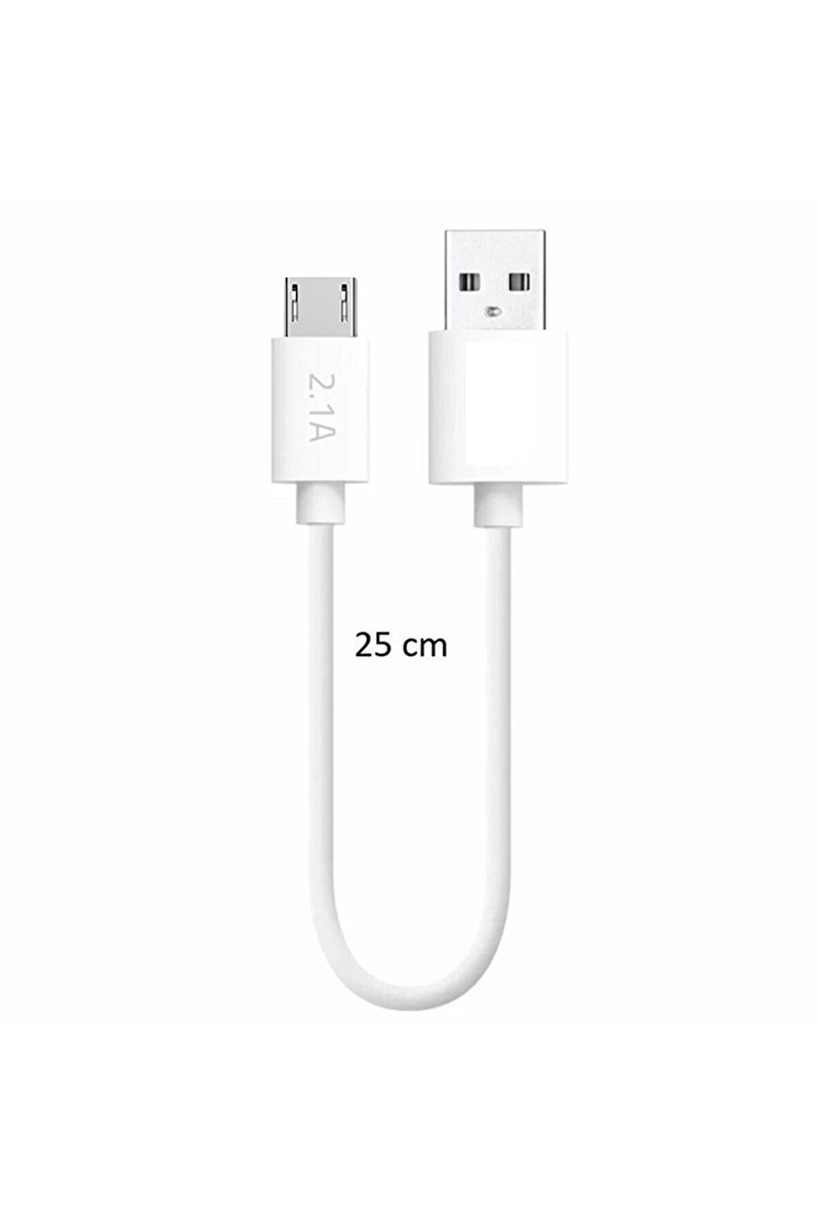 Micro To USB Şarj Kablosu 2.1A 25cm Huawei Samsung Casper Xiaomi Uyumlu Powerbank Aksesuarı