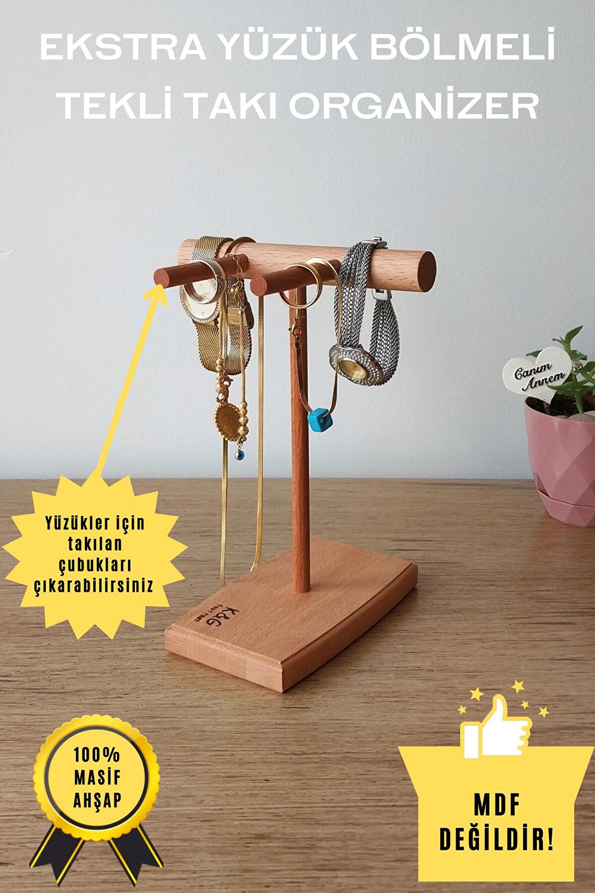 Takı Organizer Ahşap Takı Askısı 20 Cm Takı Standı Yüzük Kolye Askısı Takı Ve Aksesuar Düzenleyici