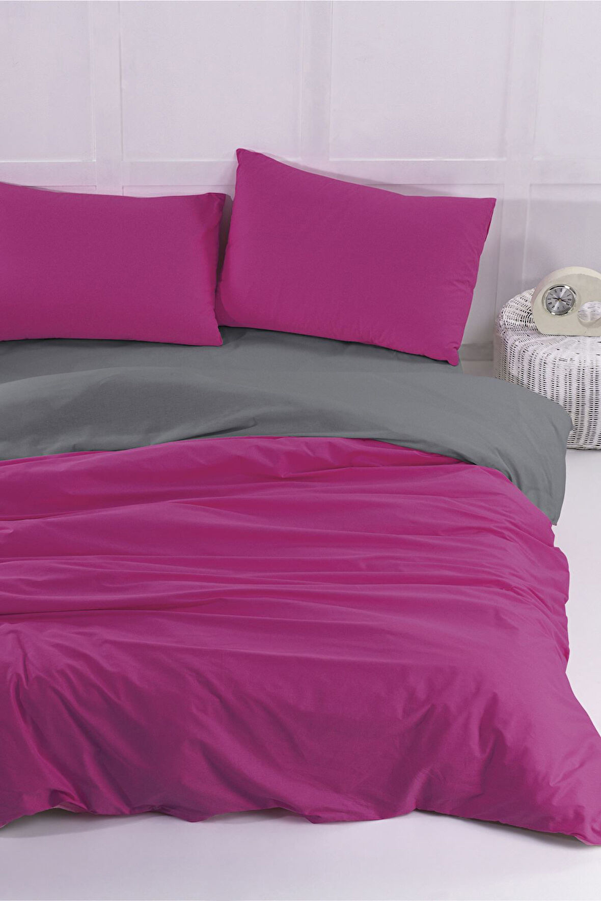 Aytunç Nefise %100 Pamuklu Çift Kişilik Mor Renk DoubleFace Nevresim Takımı 200x220 cm