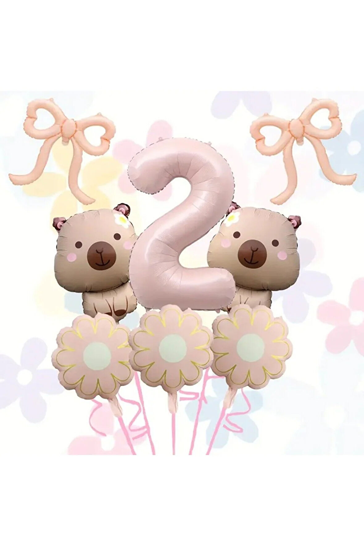 Papatya Kapibara folyo balonlu 6 lı yaş balon set