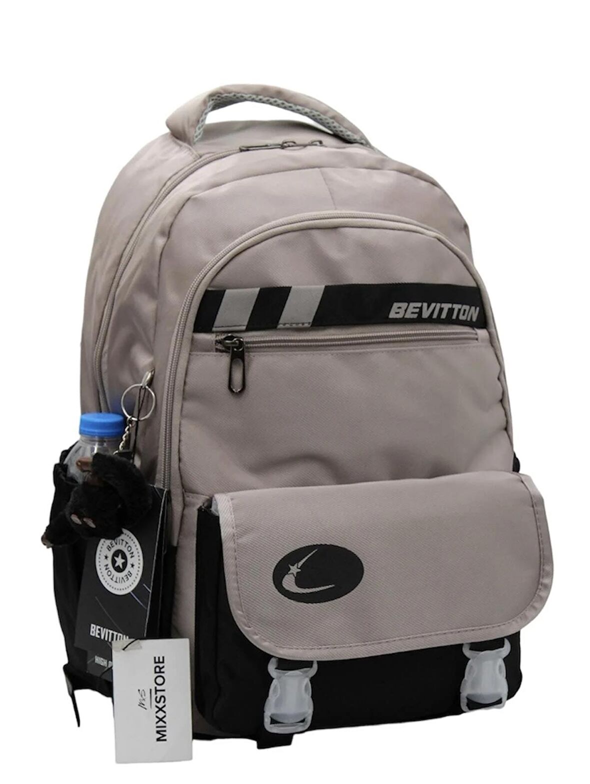Saten Su İtici Kumaş Vizon Siyah Büyük Boy Unisex Seyahat Okul ve Sırt Çantası / 3430