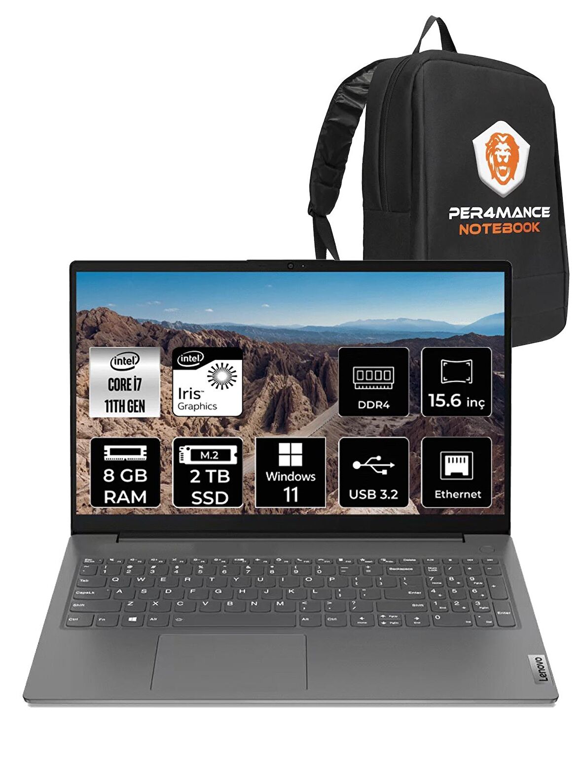 LENOVO V15 G2 i7 -1165G7 8GB 2TB SSD 15.6" FHD W11PRO 82KB00CBTX & PER4 ÇANTA