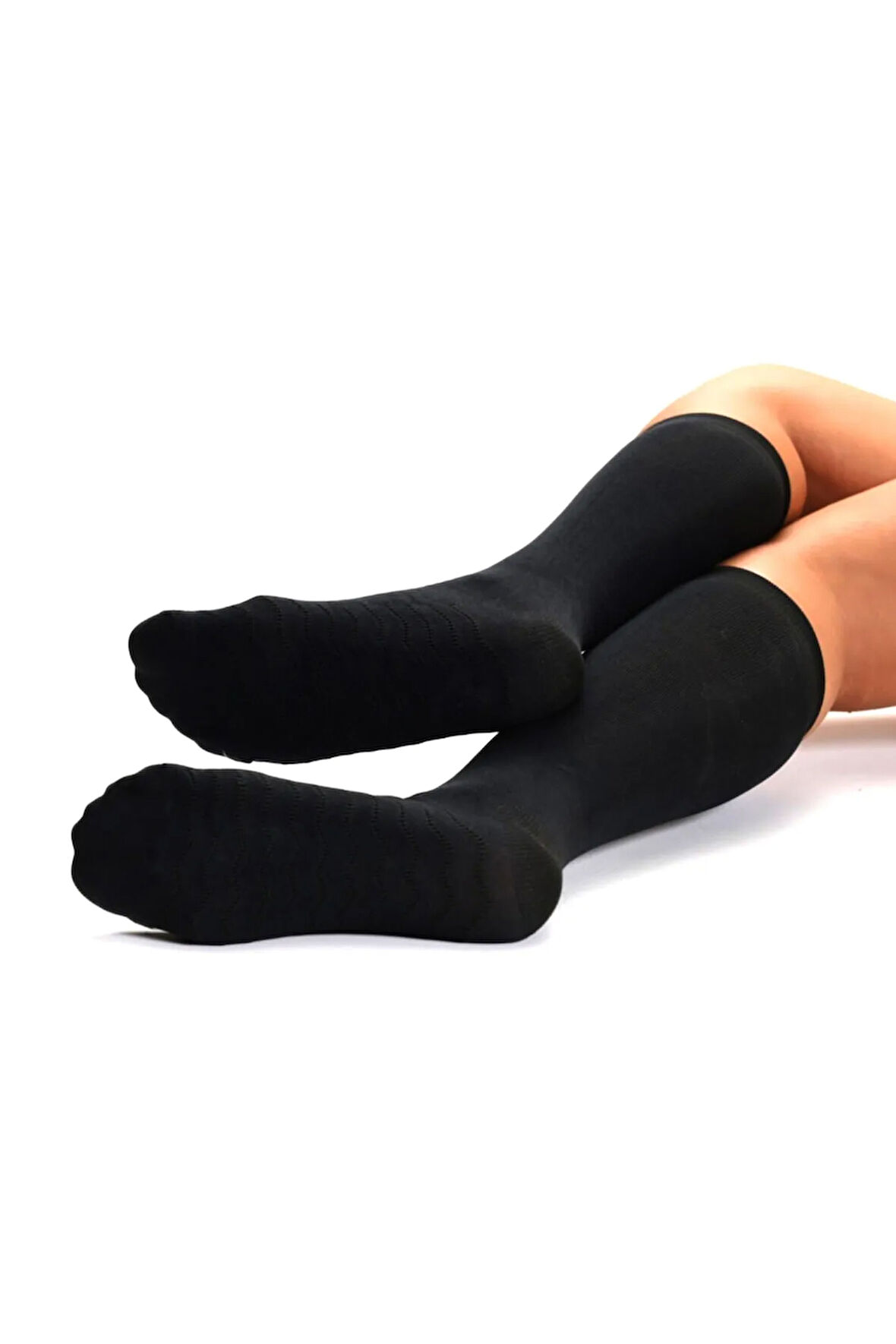 5'li Paket Siyah Renk Masaj Çorabı Dizaltı