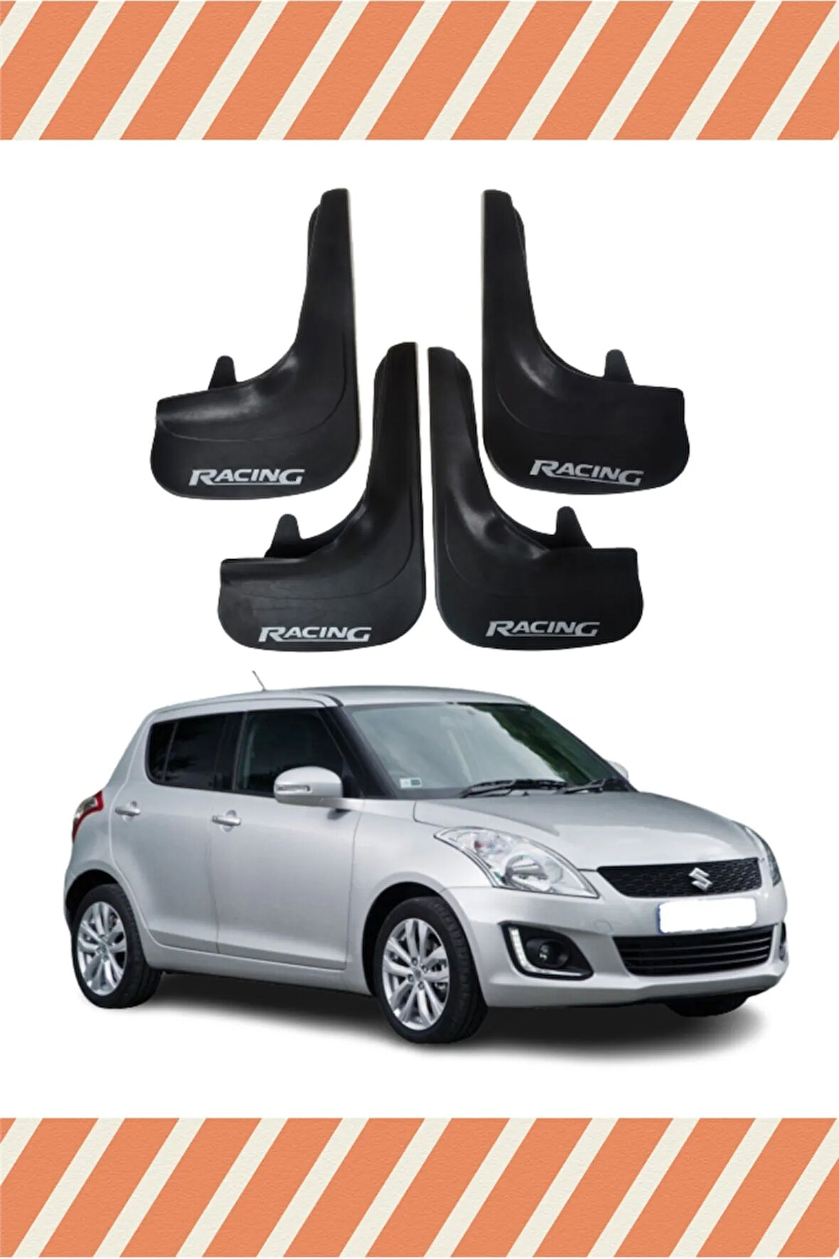 Suzuki Swift Racing yazılı 4’lü tozluk çamurluk paçalık dayanıklı ürün