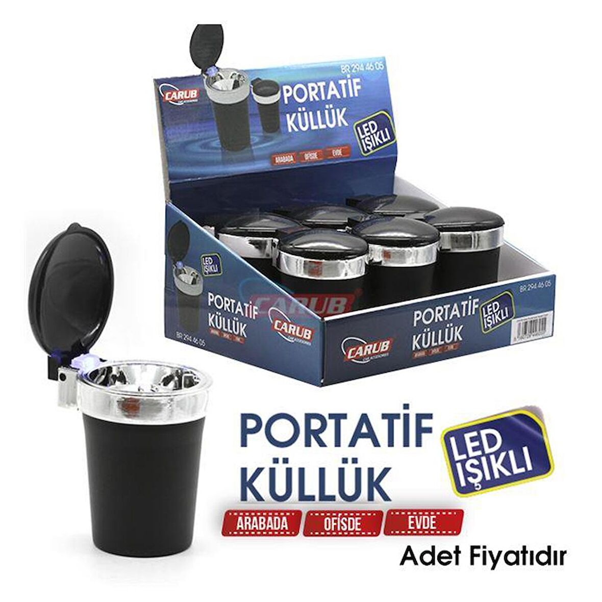 CARUB Küllük Black Jett Ledli Kapaklı 