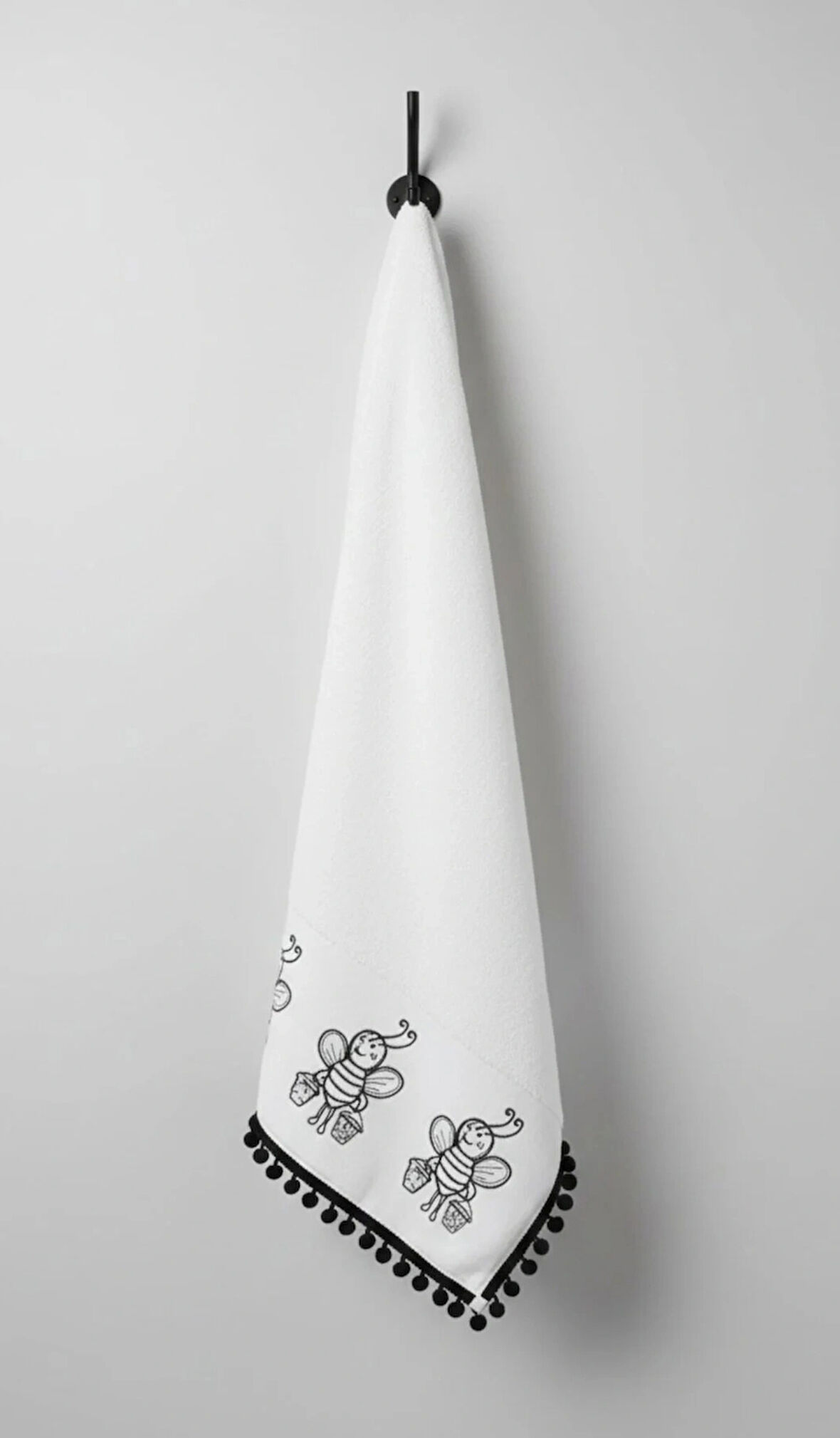 Arı Nakışlı 100% Pamuk El Yüz Havlusu 50x90