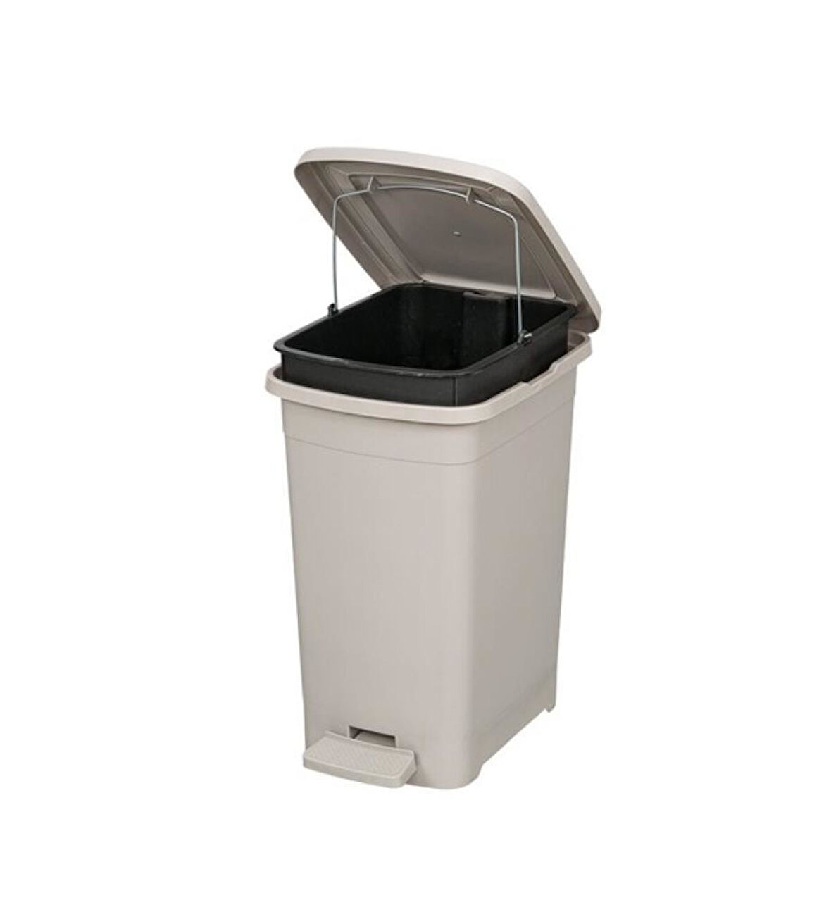 Omnipazar ELF-İ343 Slim Pedallı Plastik Çöp Kovası İç Kovalı 15 lt Gri