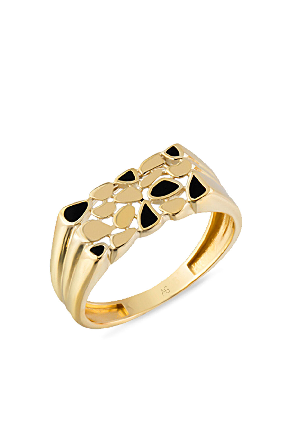 Altın Dikdörtgen Mineli Tarz Yüzük