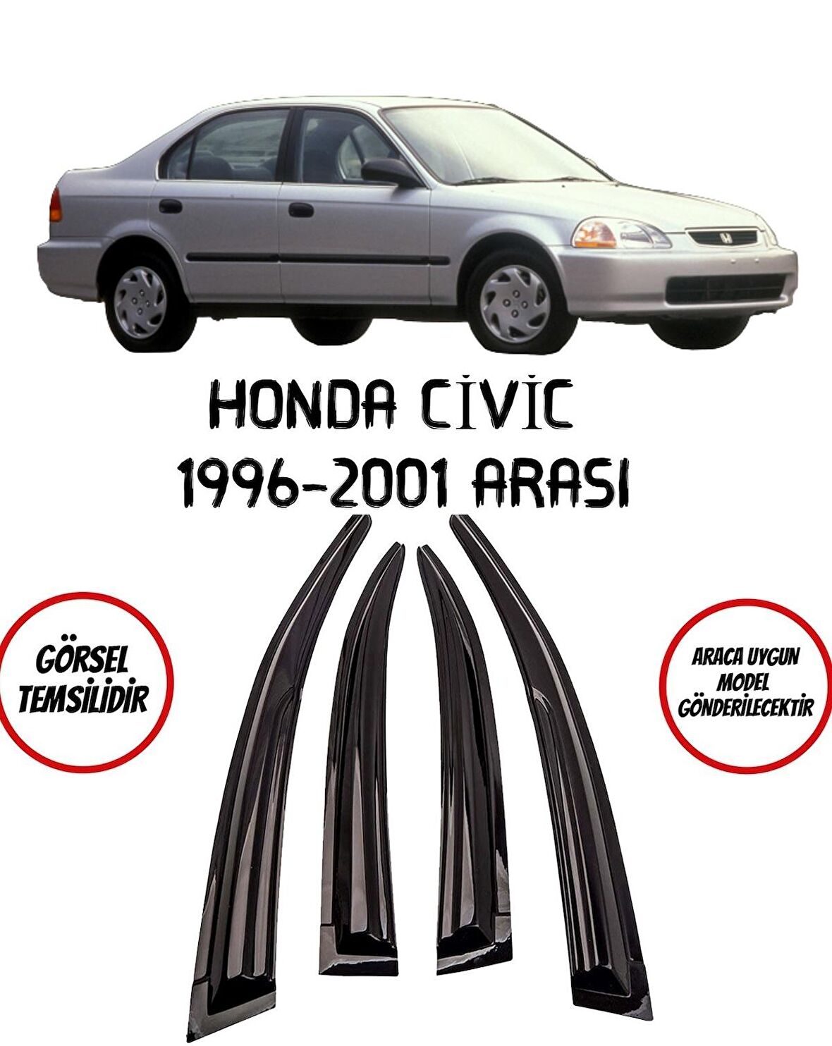 Honda Civic Sedan Cam Rüzgarlığı 4lü 1996-2001 Arası
