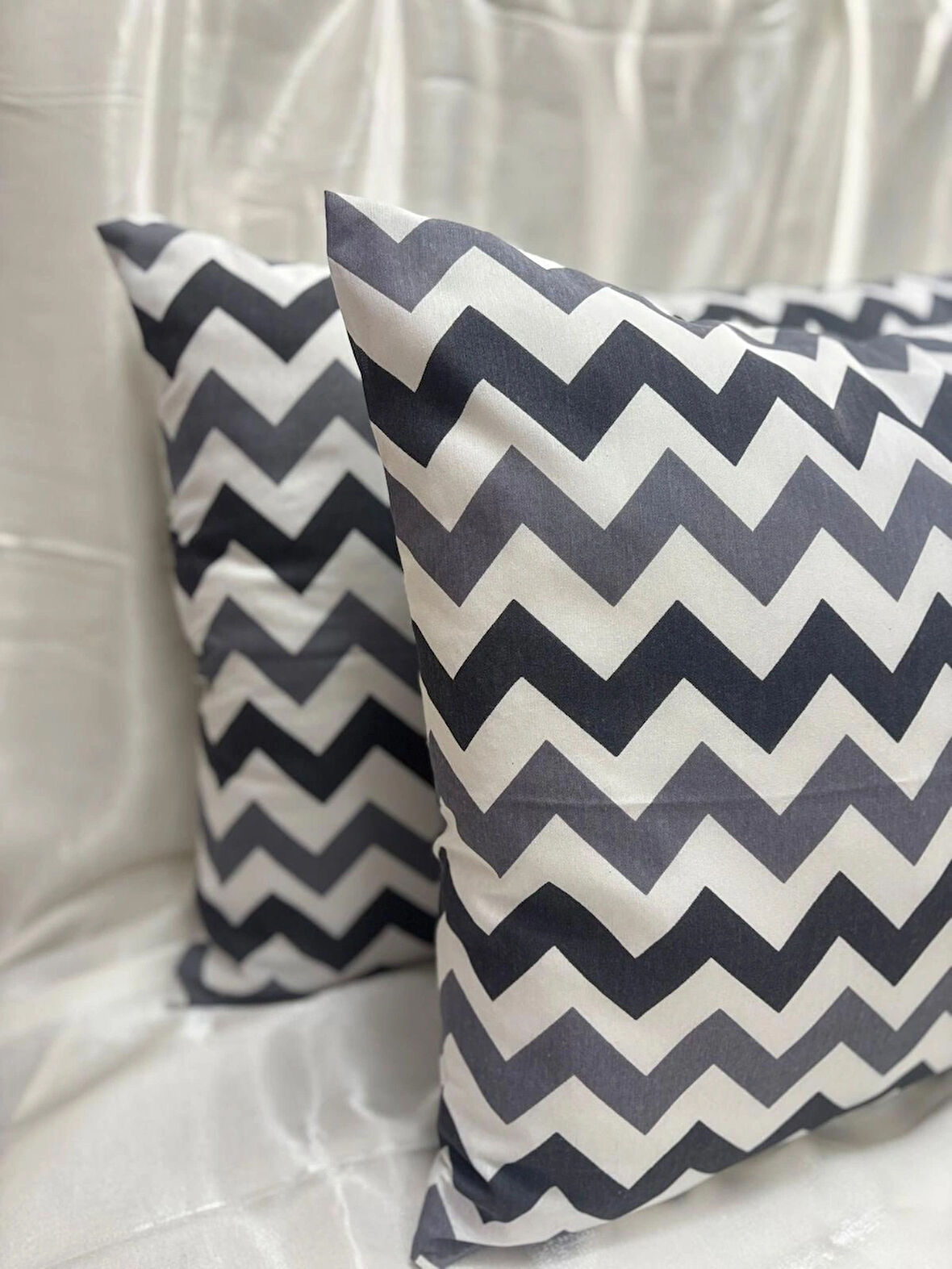 Desenli Fermuarlı | 2 Adet Yastık Kılıfı Pamuklu