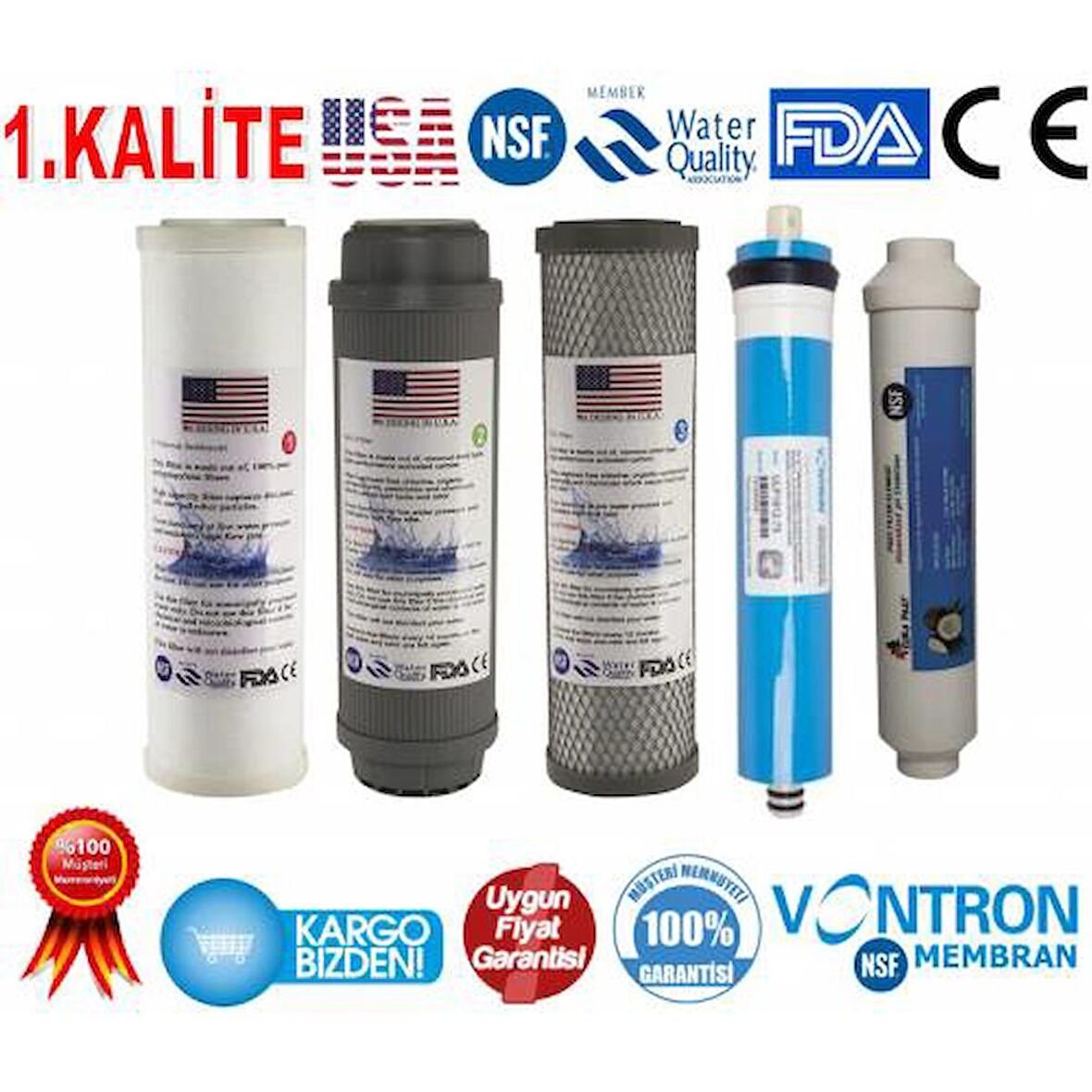 İhlas Aura Cebilon Uyumlu 5li Filtre Seti - USA - NSF