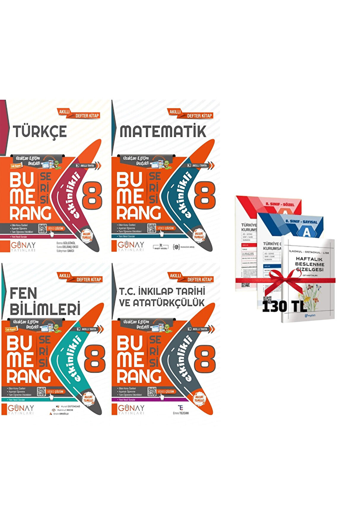 LGS 8. Sınıf Bumerang Etkinlikli Defter Matematik Fen Türkçe ve İnkılap Tarihi 4lü Set