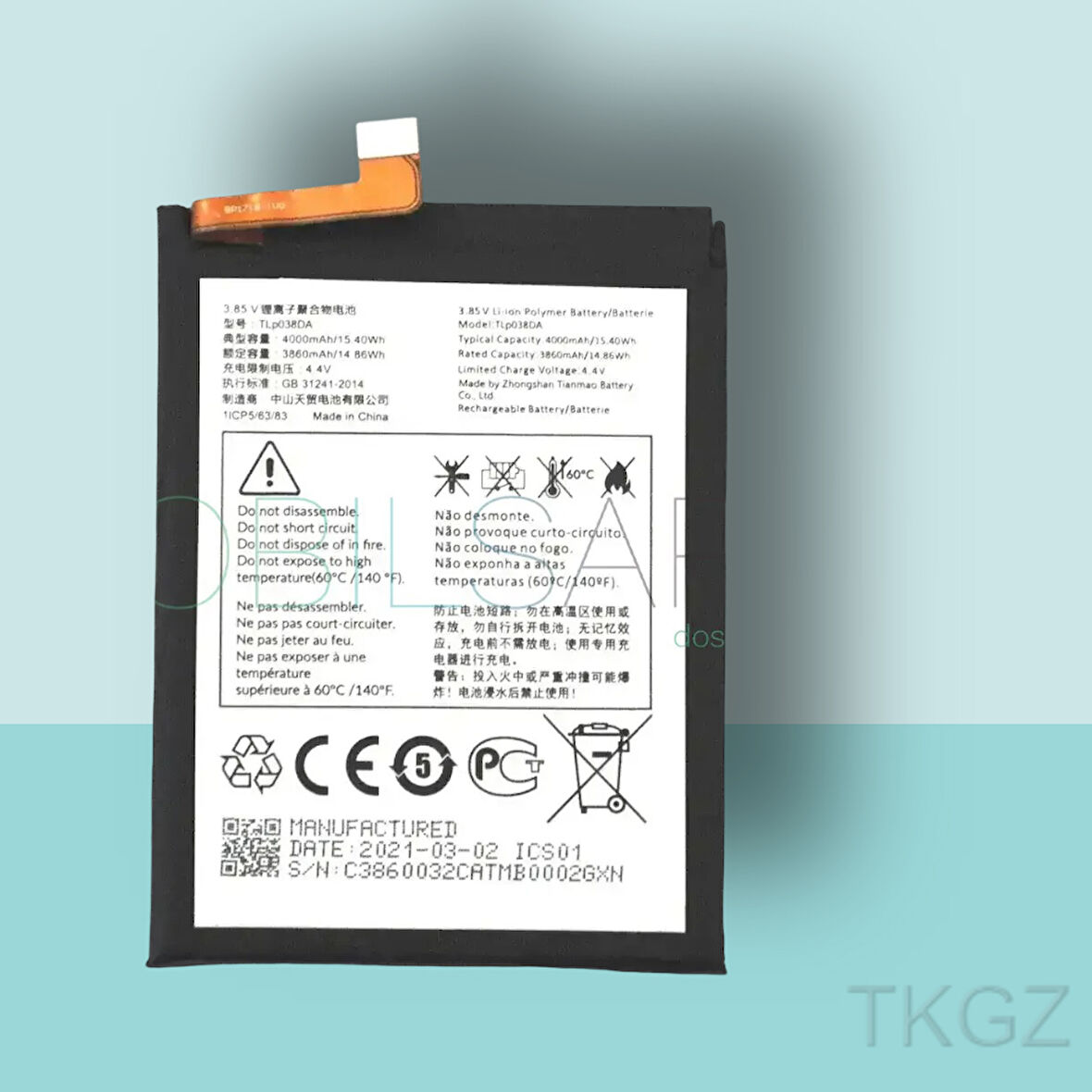 Tkgz - TCL 20E - TLP-038D7 - Batarya Pil Orijinal Sıfır