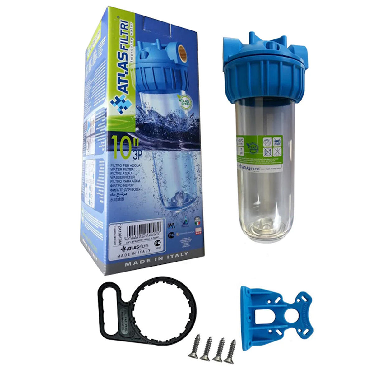 Atlas 3/4" 10" İnch Daire Girişi Boş Tekli Filtre Kabı