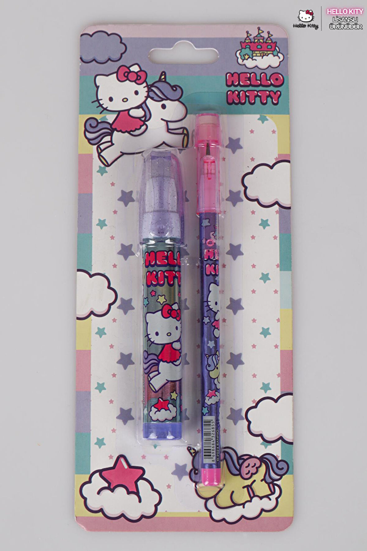 DEKOMUS İLE LİSANSLI HELLO KITTY 2'Lİ KIRTASİYE SETİ SİLGİLİ GEÇMELİ KURŞUN KALEM VE ROKET SİLGİ