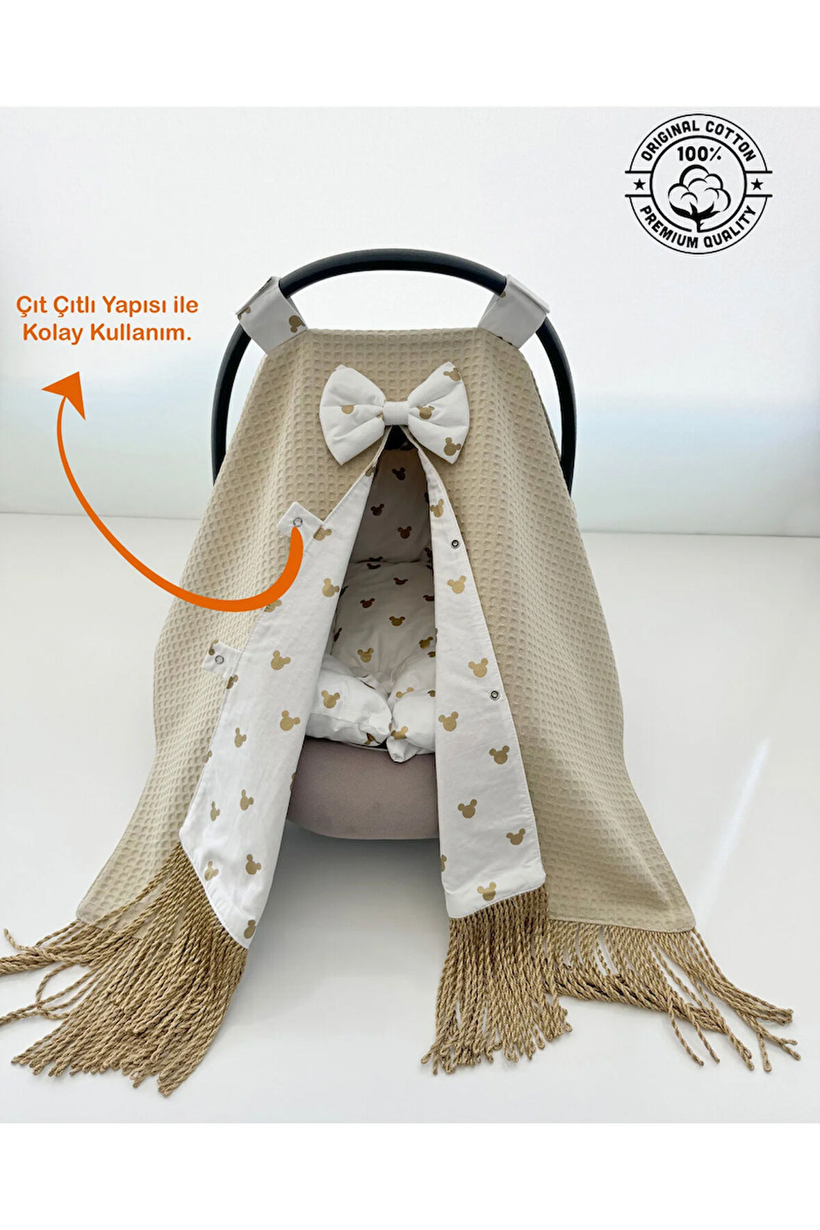 Puset Örtüsü ve Puset Minderi Gold Saçaklı Lüx Model