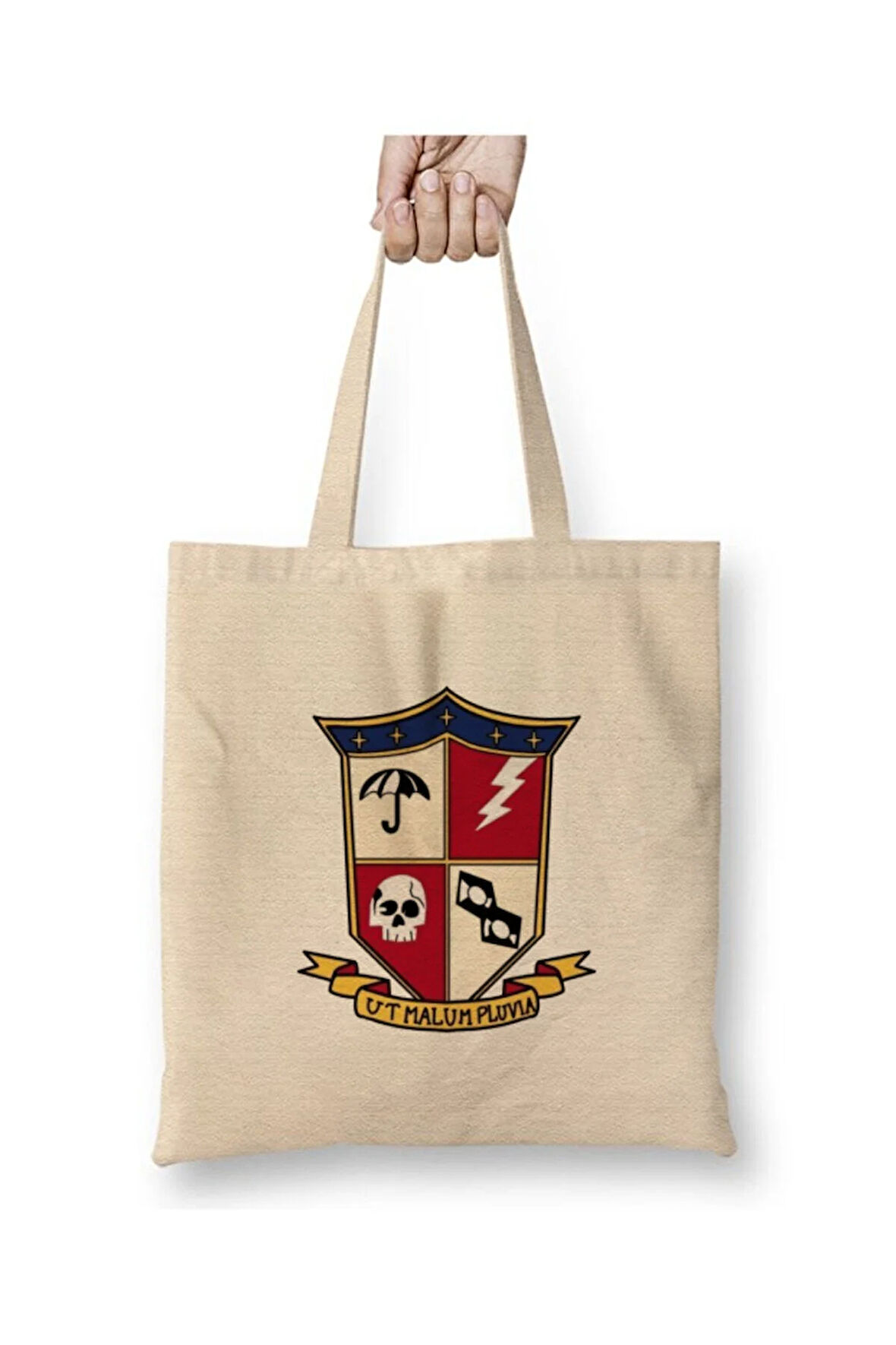 Umbrella Academy Logo Beyaz Bez Çanta Uzun Saplı Alışveriş Çantası Plaj Çantası