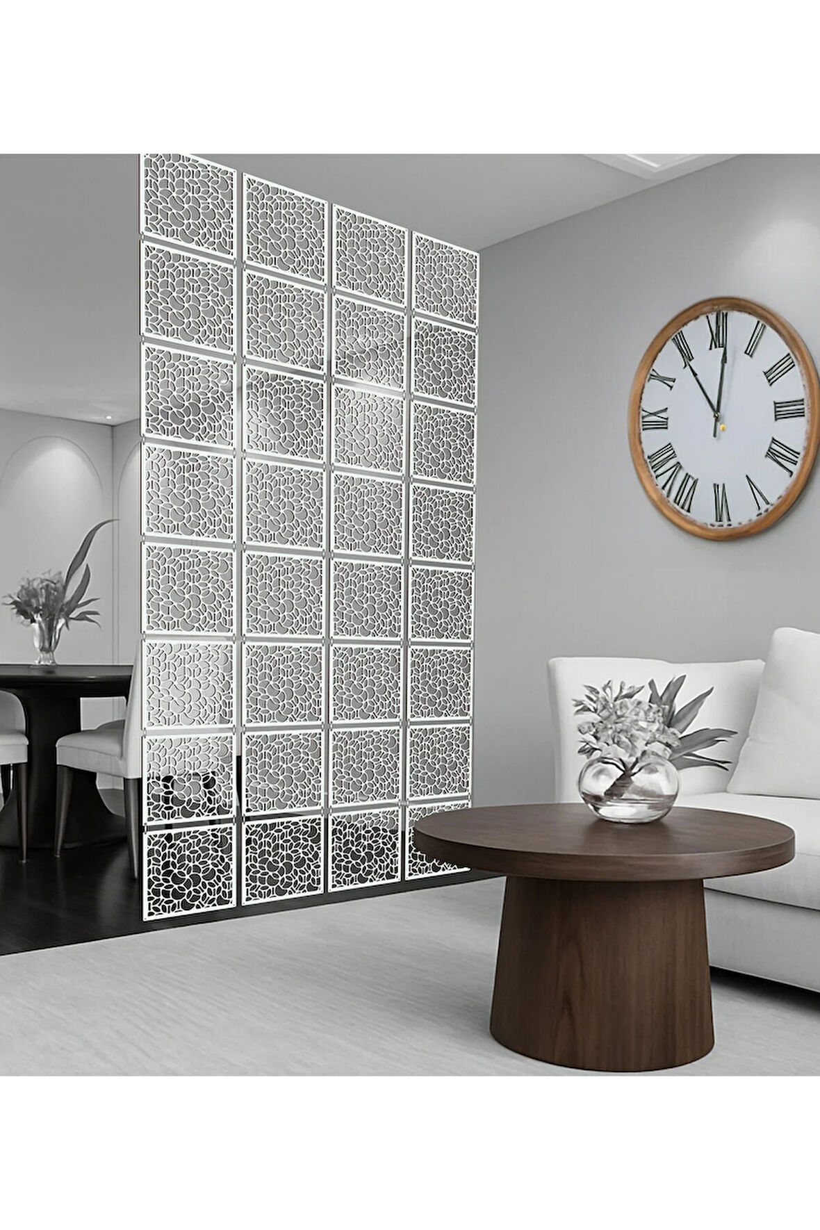 Halkalar Rastgele Lazer Kesim Paravan, Ahşap Seperatör, Panel Levha Seti Dekorasyon Oda Bölücü Desen