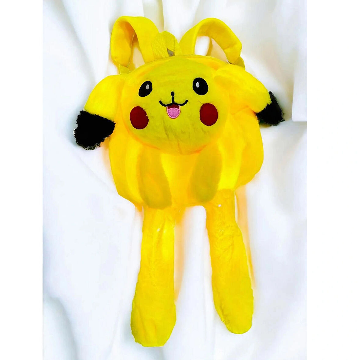 Kulakları Hareket Eden Led Işıklı Pokemon Pikachu - Kulaklı Peluş Oyuncak Çanta & Uyku Arkadaşı