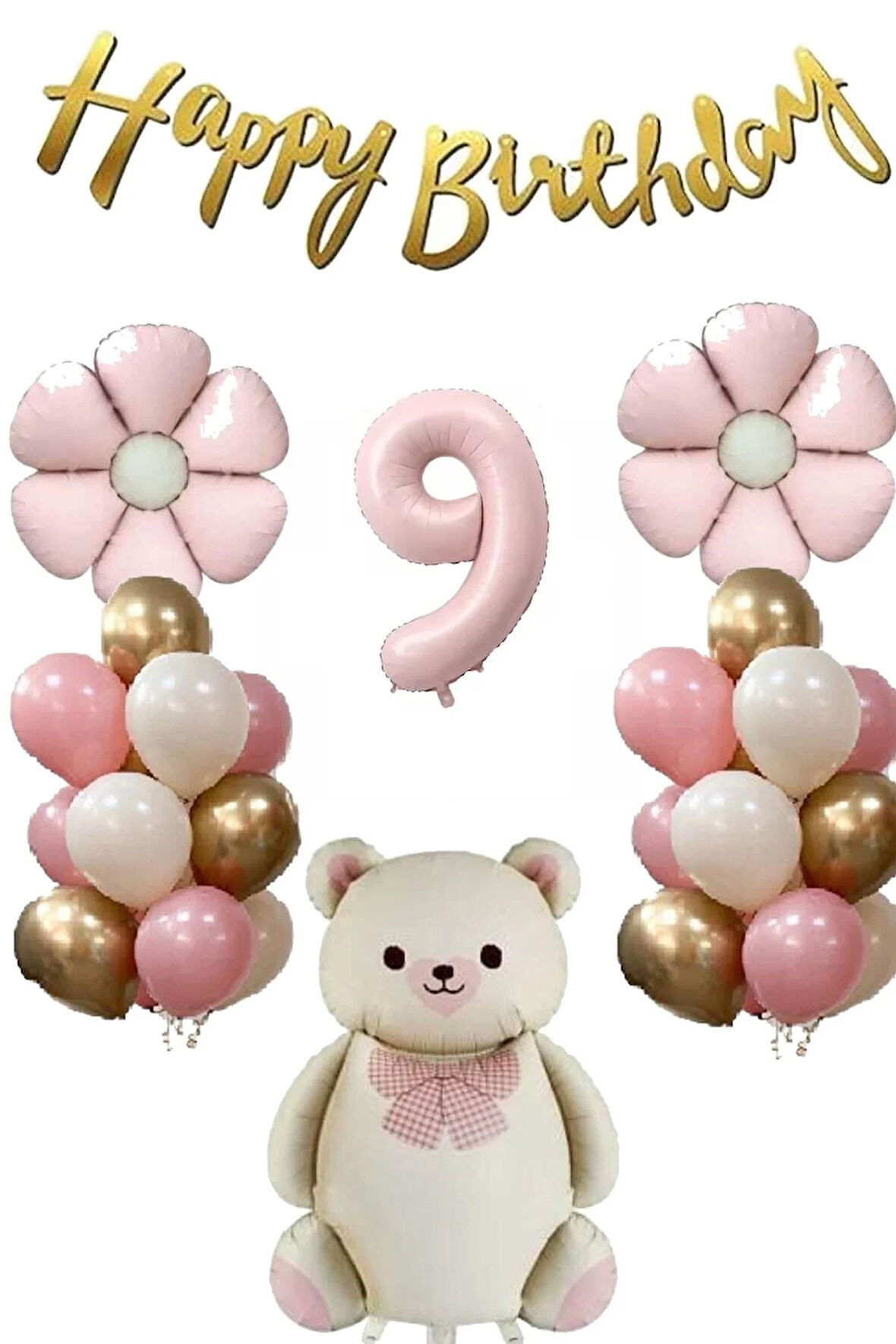 RETRO FİYONKLU AYICIK TEMALI YAŞ BALON SET
