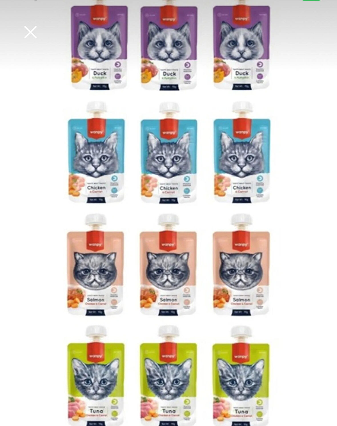 WANPY Karışık Sıvı Kedi Ödül Maması 90 gr X 12 Adet SK:2026