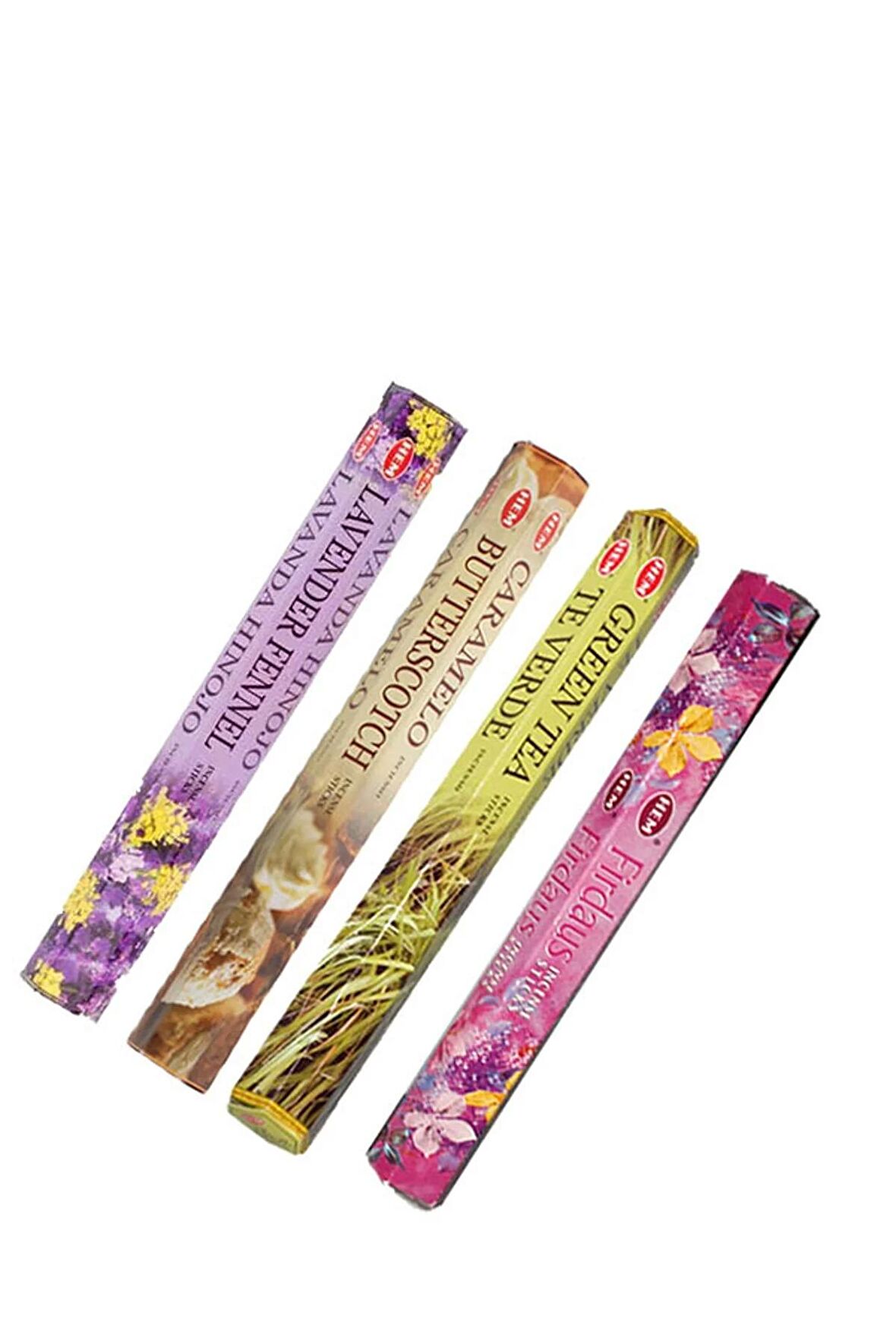 Lavender Fannel-butterscotch-green Tea-firdaus Aromalı Çubuk Tütsü (80 Çubuk) Kayık Tütsülük Hediye