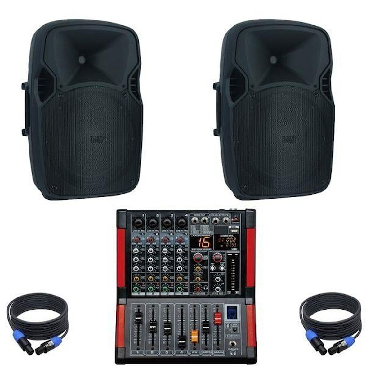 DJ PRO HAZIR 1200 WATT PASİF SES SİSTEMİ PAKET-4