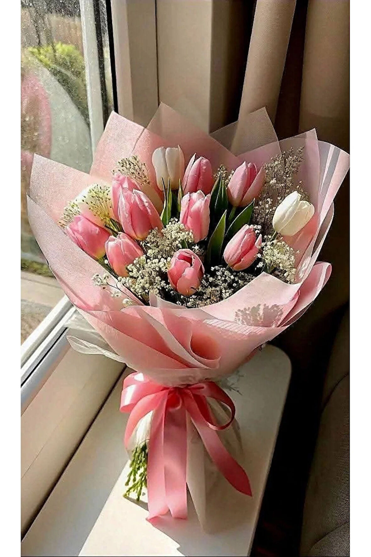 Sevgiliye ve Arkadaşa Hediye, Pembe Lale Buketi, Islak Solmayan Lale