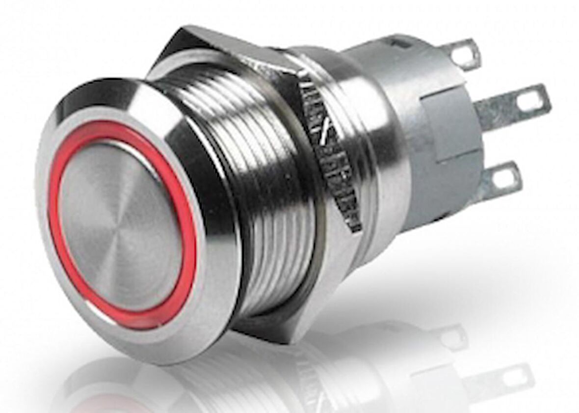 Hella Marine paslanmaz çelik, ledli switch Anlık Kırmızı 12V