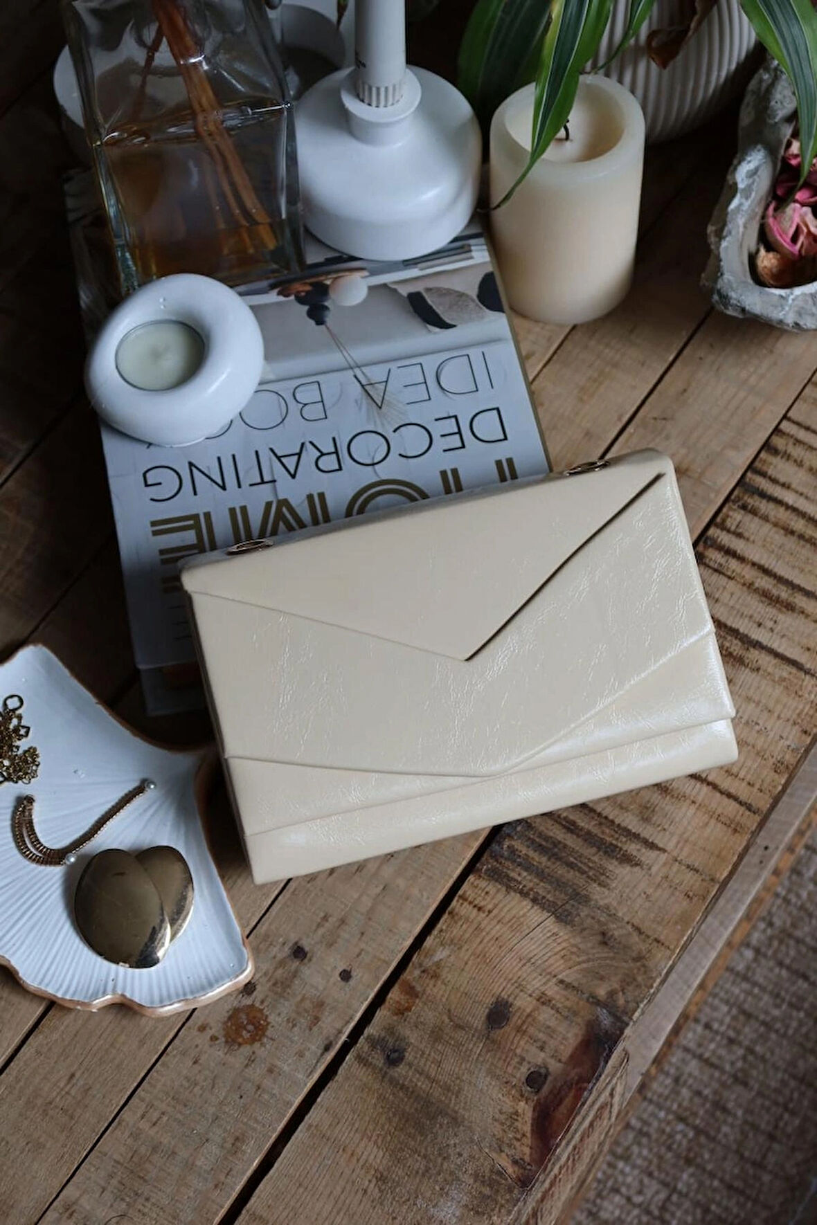  Butter Yellow Rugan Zarf Kutu Omuz Çantası