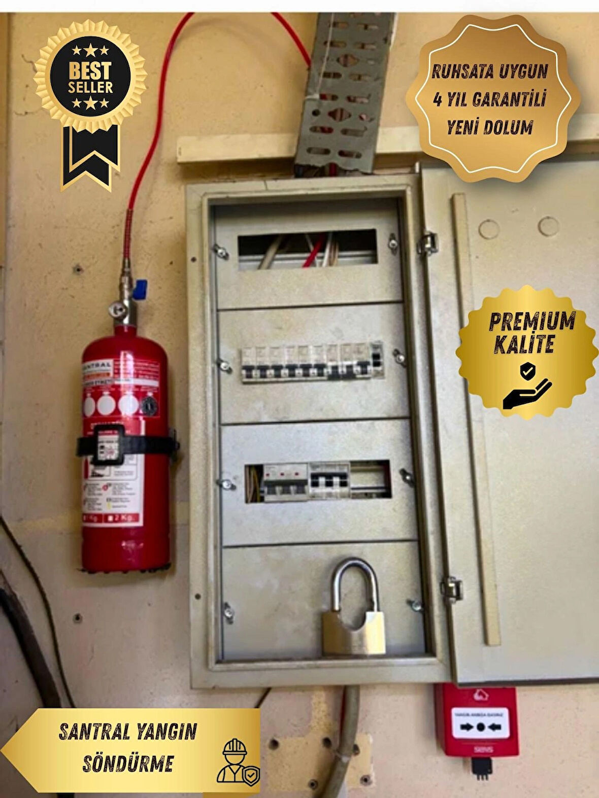 SANTRAL 2 KG Gazlı Pano Yangın Söndürme Sistemi – Elektrik Panolarınız İçin %100 Otomatik