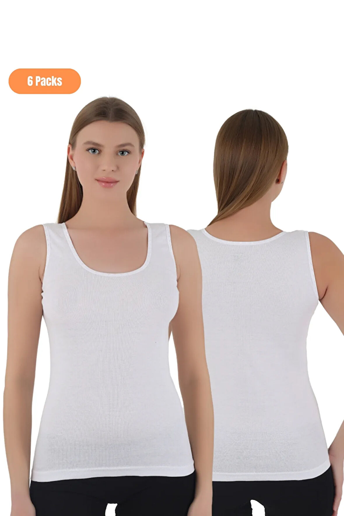 Kadın 6'lı Ribana Kumaşlı Kalın Askılı Atlet Seti