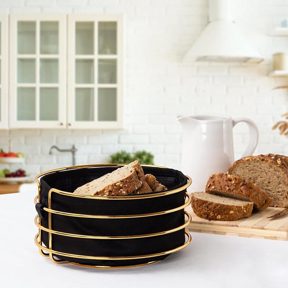 Yuvarlak Ekmeklik Ekmek sepeti Gold Paslanmaz 