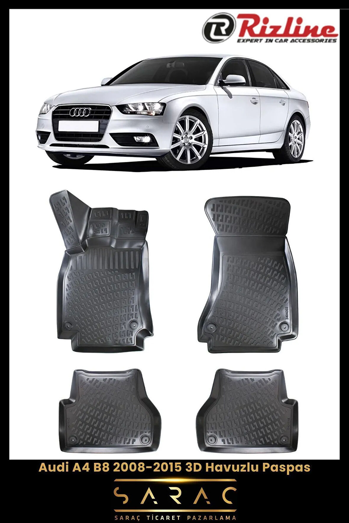 Rizline Audi A4 2012 Model 3D Havuzlu Paspas