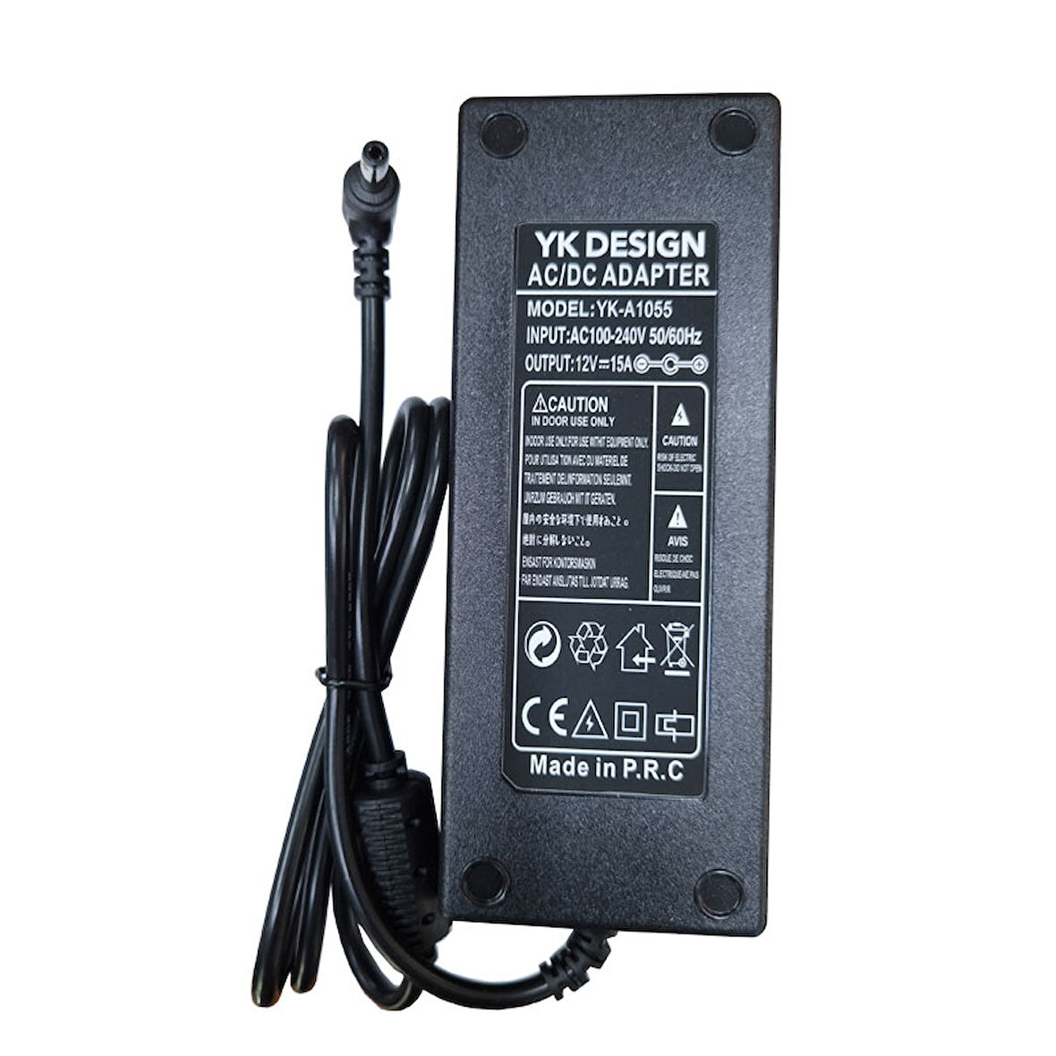 12v 15A Standart uç L tipi 90 derece adaptör AC-DC 12V 15A adaptör