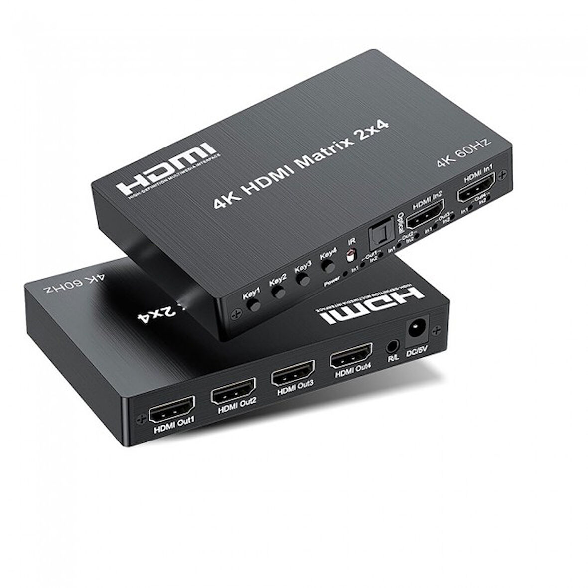 2x4 HDMI Matrix 4K Anahtarı, 2 in 4 Out Matrix Video Switcher Splitter