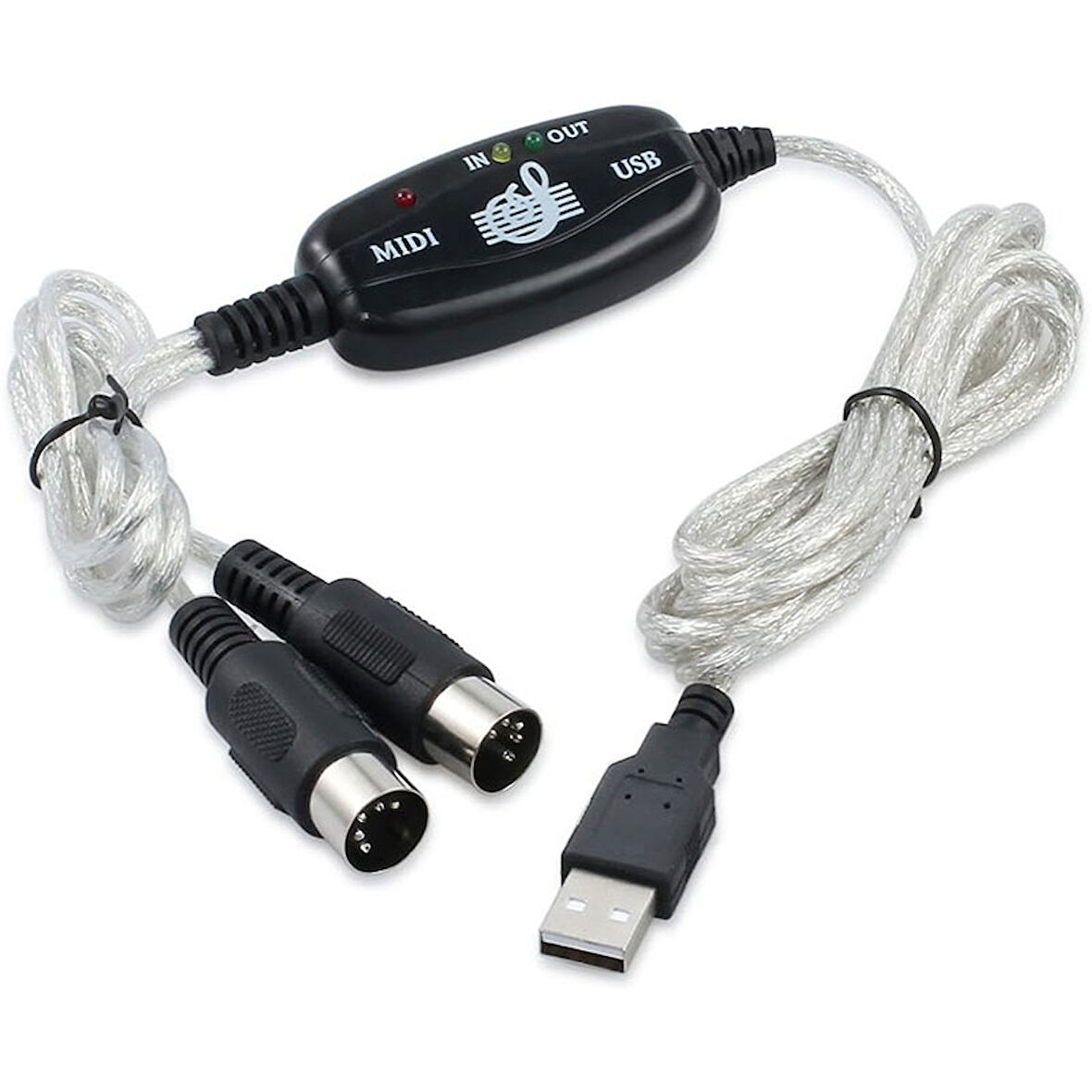 USB to midi Kablo dönüştürücü PC Müzik Klavye Adaptörü MIDI Kablosu